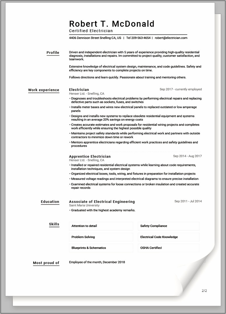 Sample Of Latest Resume 2018