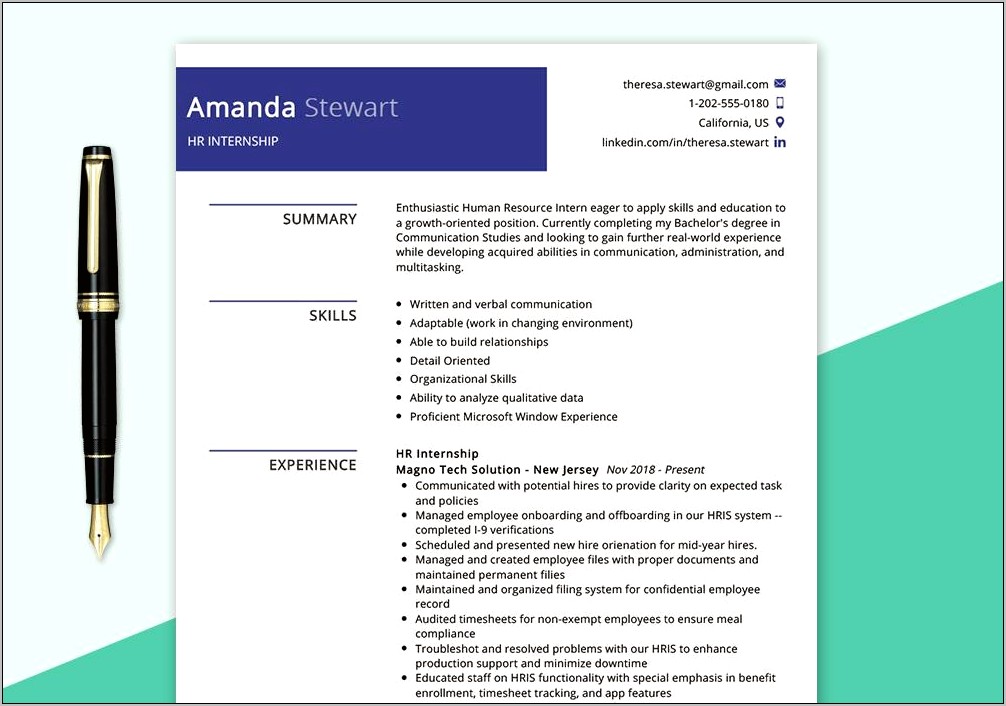 Sample Of Nurse Internship Resume