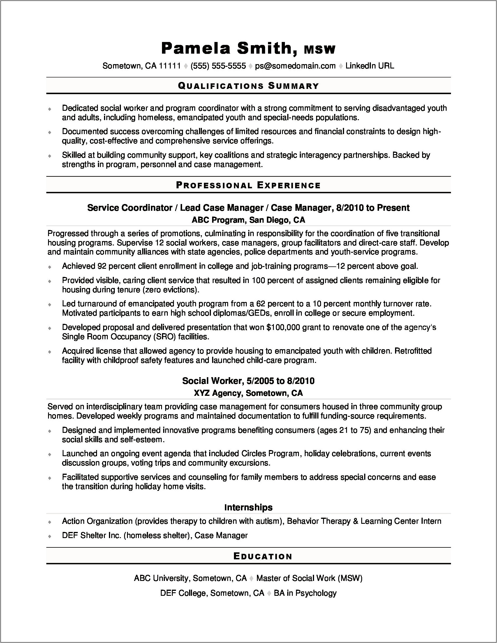 Sample Of Resume Community Organizer