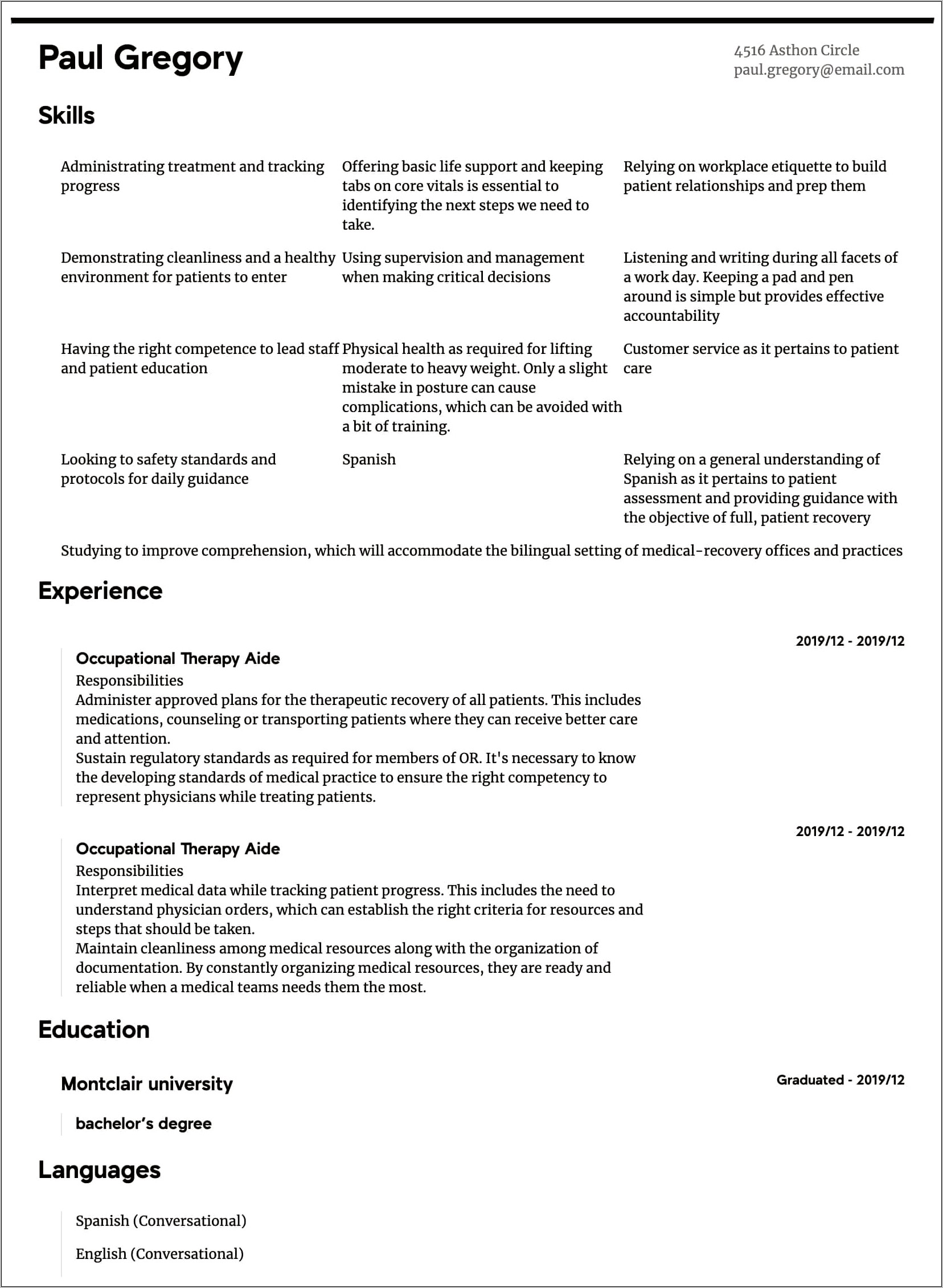 Sample Physical Therapy Assistant Resumes