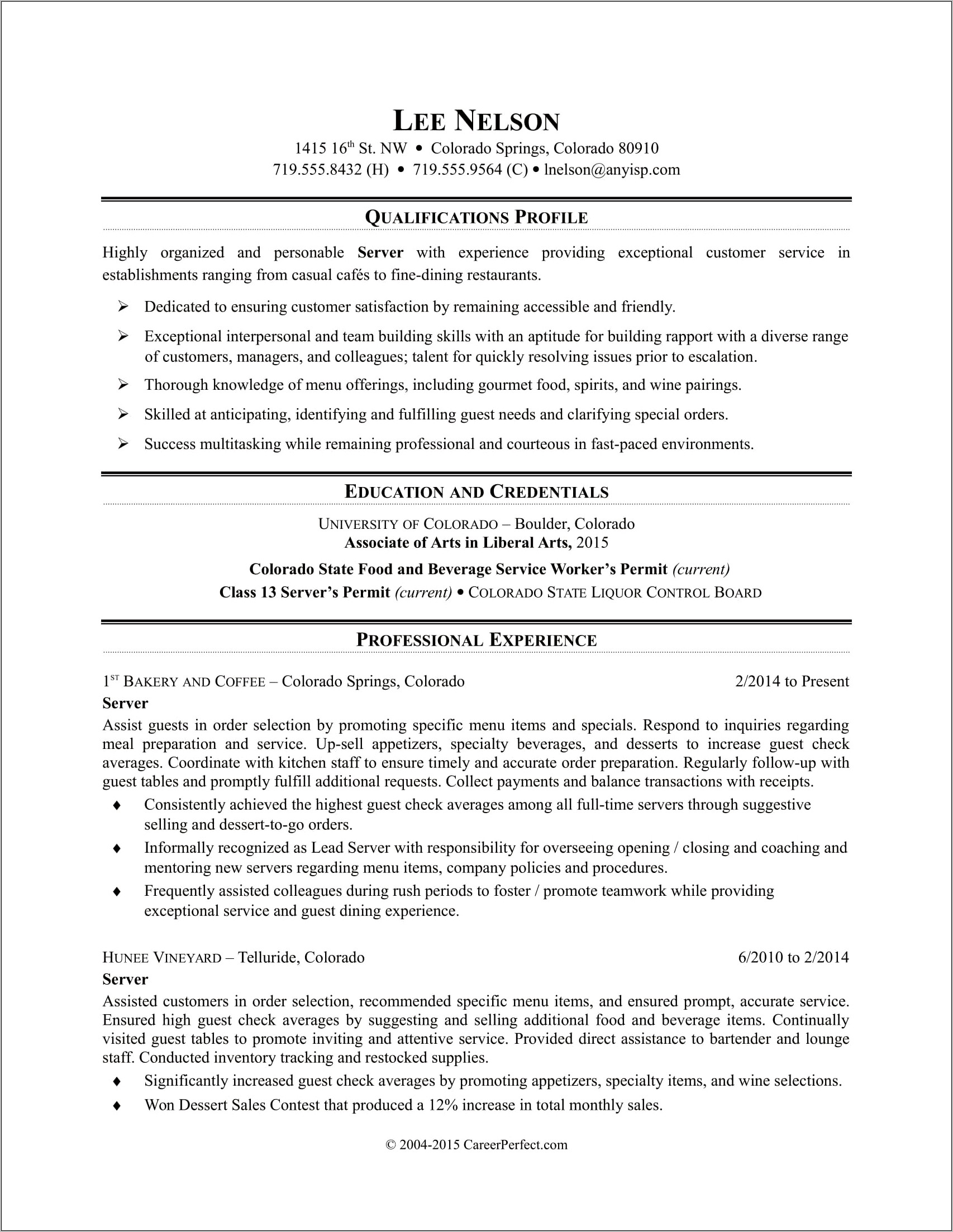 Sample Pictures Of A Resume