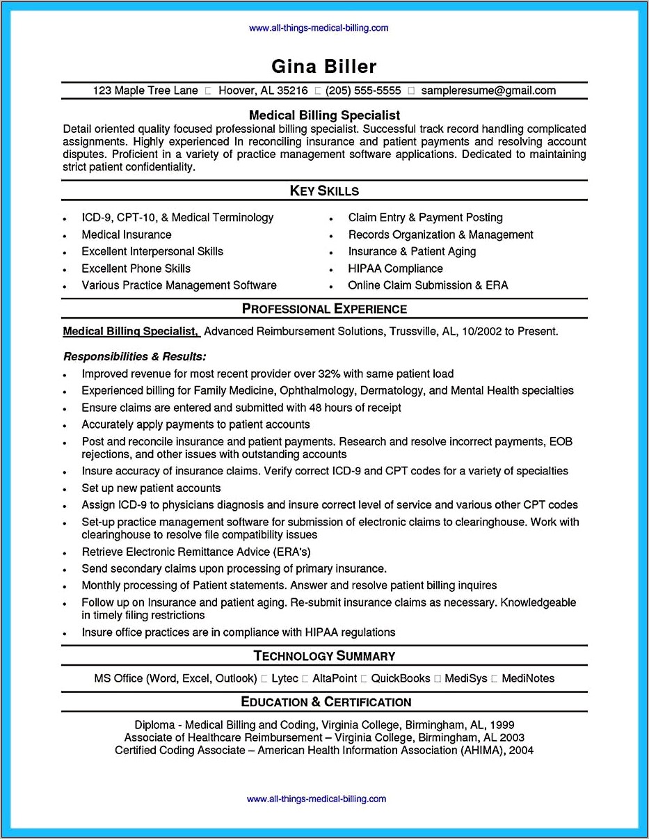 Sample Reimbursement Case Manager Resume