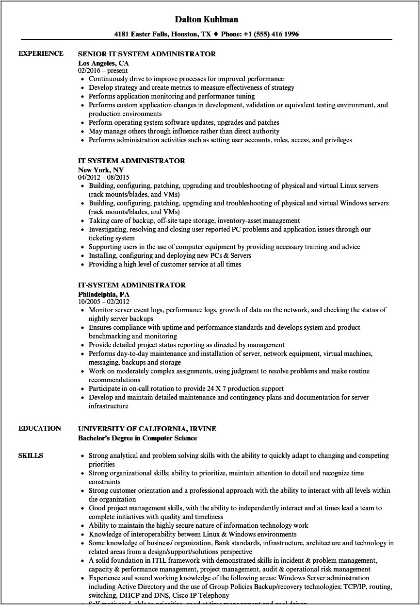 Sample Resume 5 Years Experience