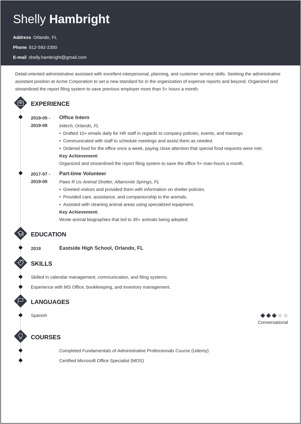 Sample Resume Administrative Assistant School