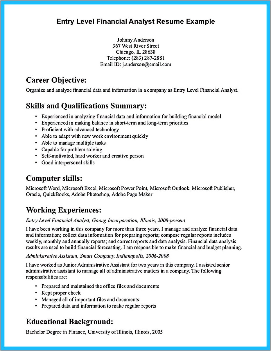 Sample Resume Career Objective Business