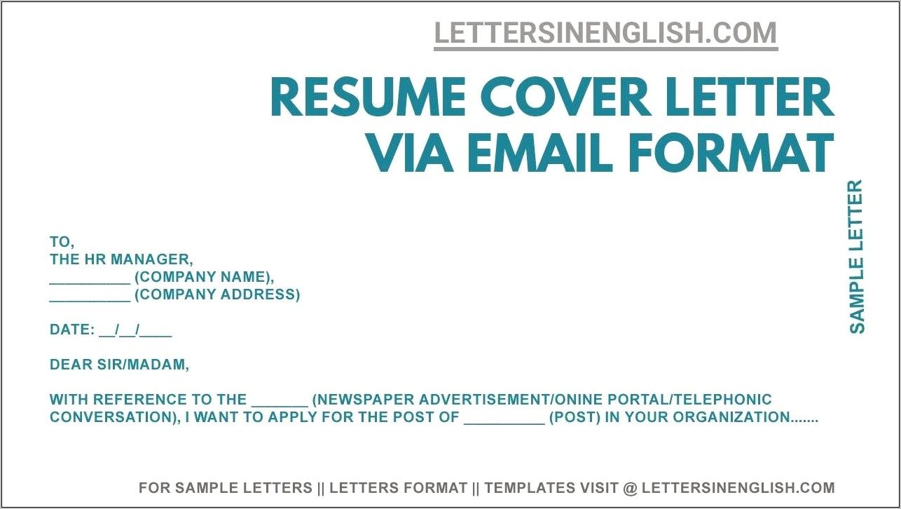 Sample Resume Cover Letter Email