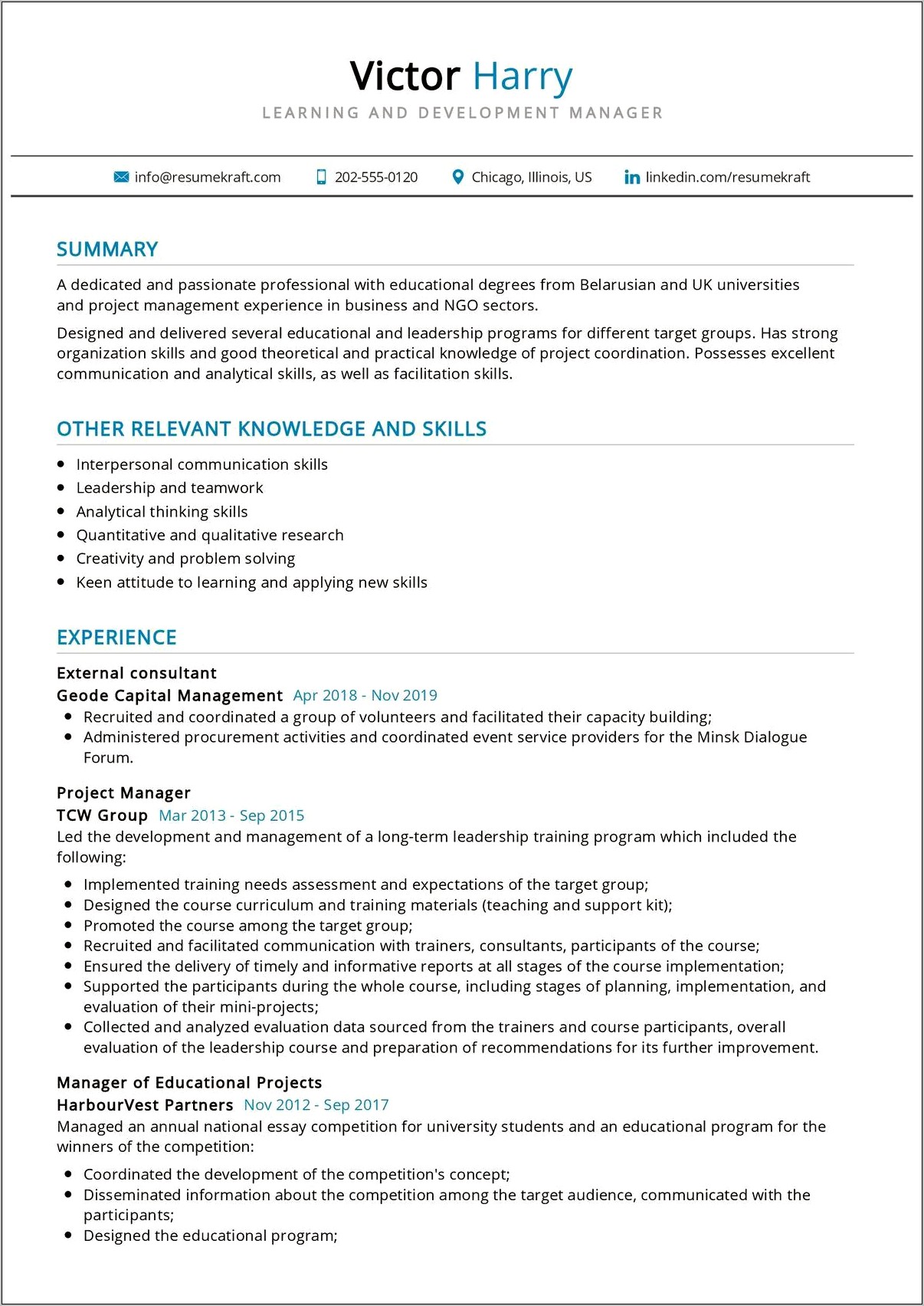 Sample Resume Development Areas Examples