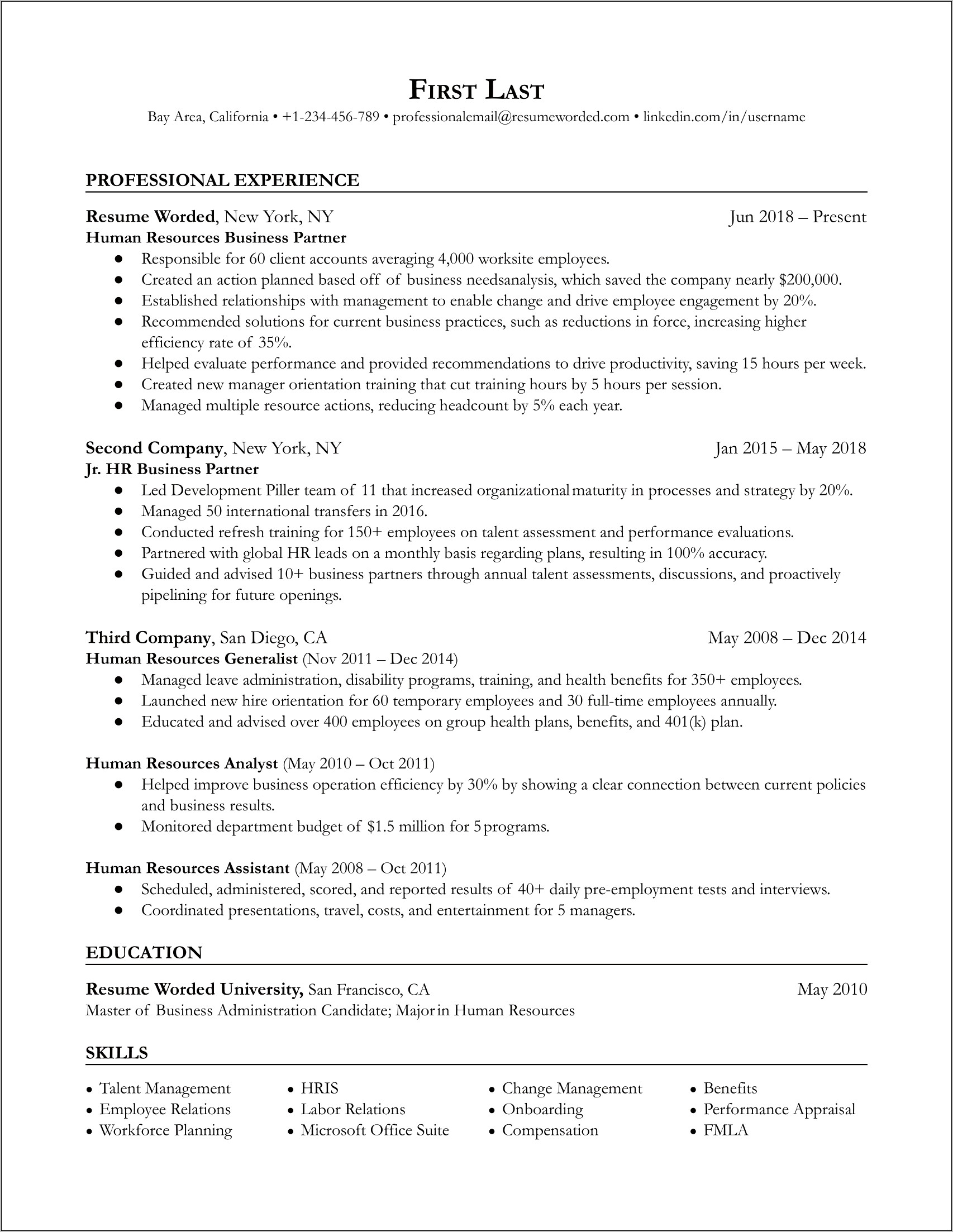 Sample Resume Director Of Hr