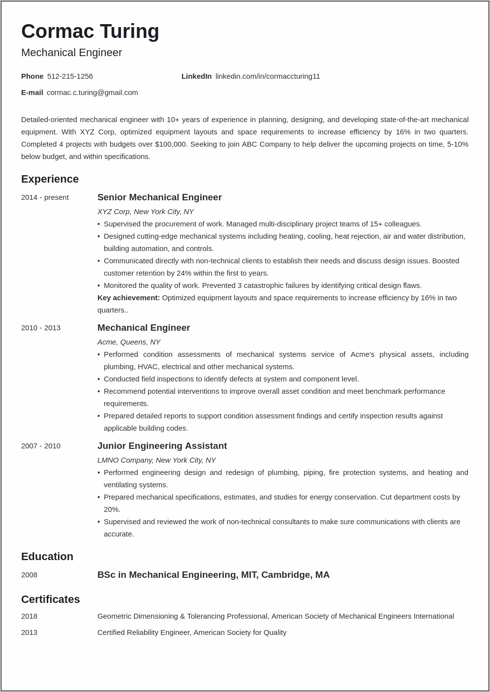 Sample Resume Engineering Skills List