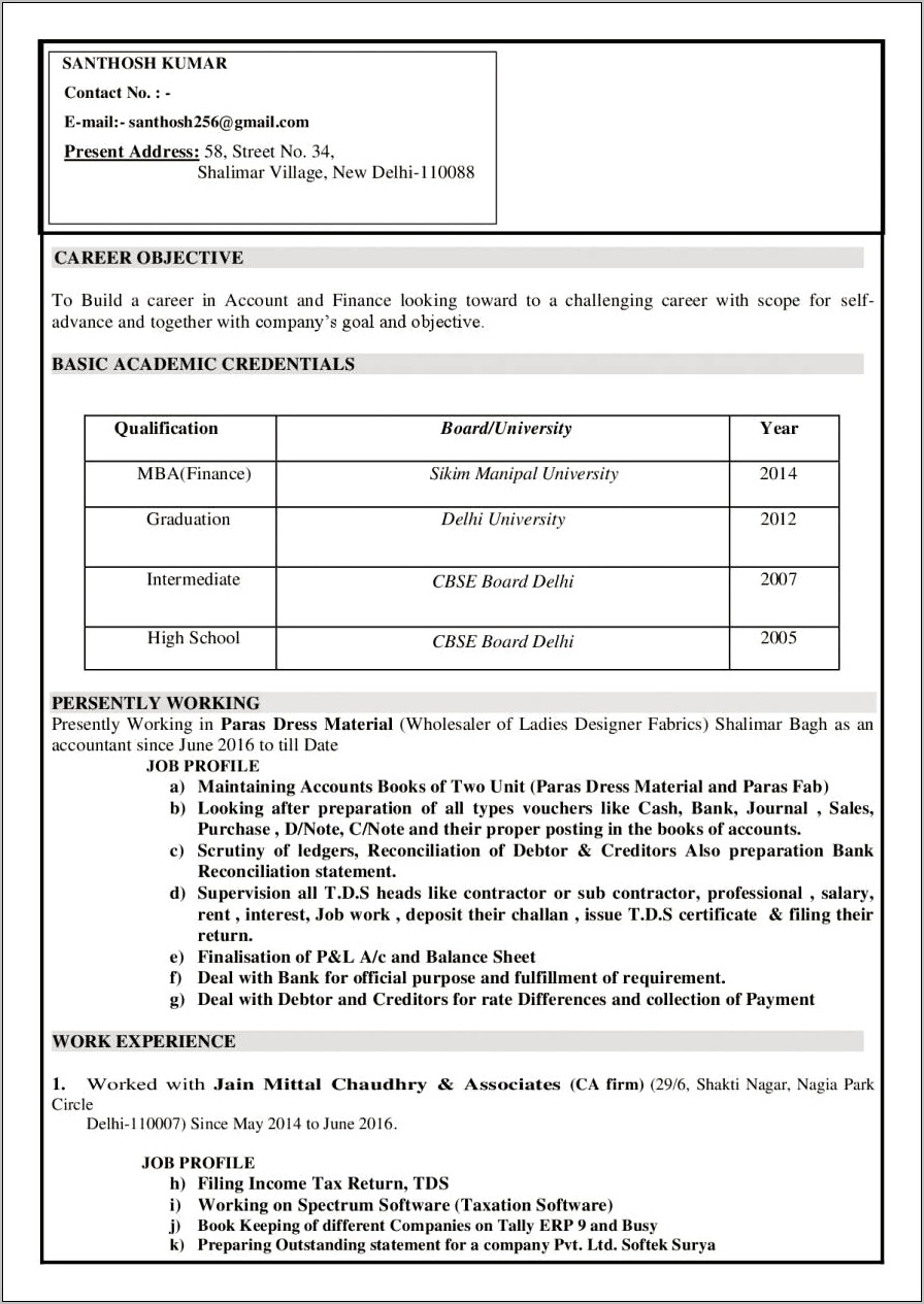 Sample Resume Financial Analyst Mba