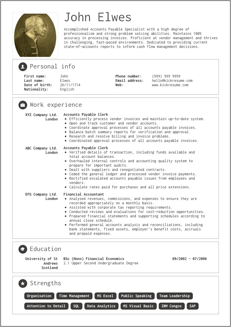 Sample Resume For Accounting Undergraduate