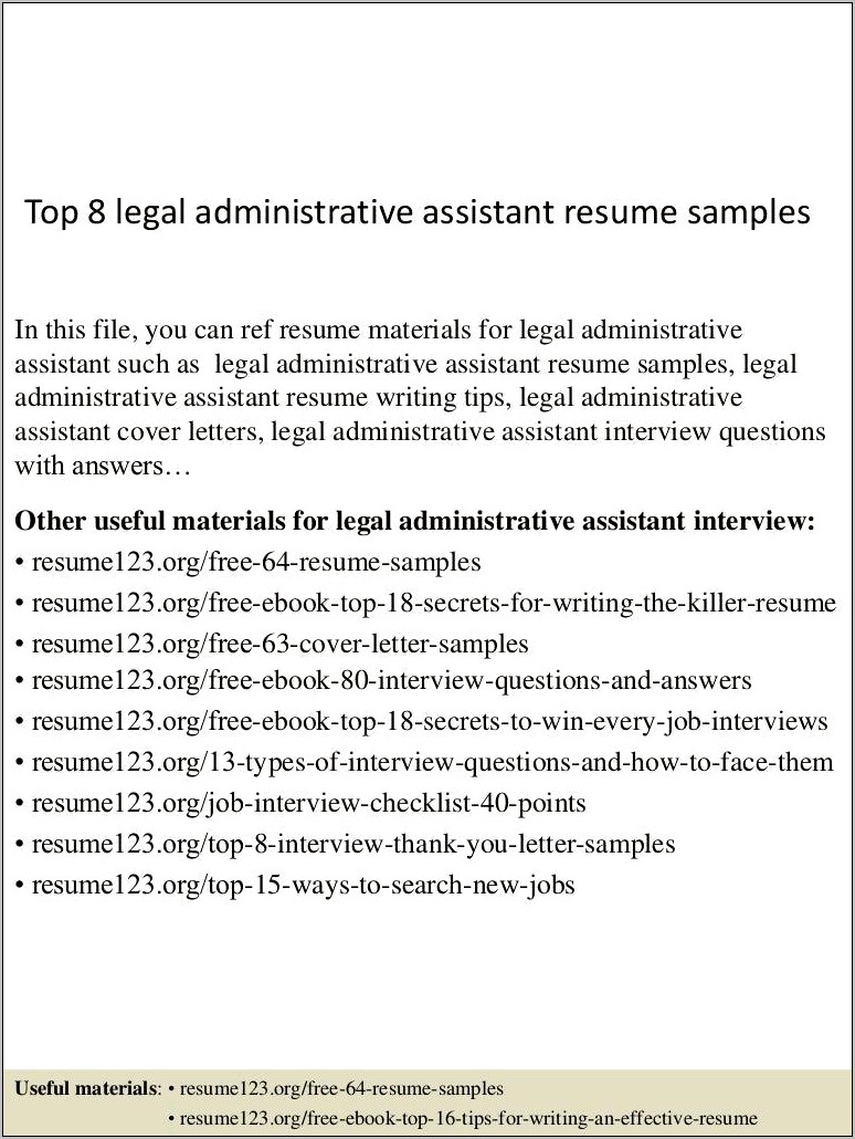 Sample Resume For Administrative Assistance