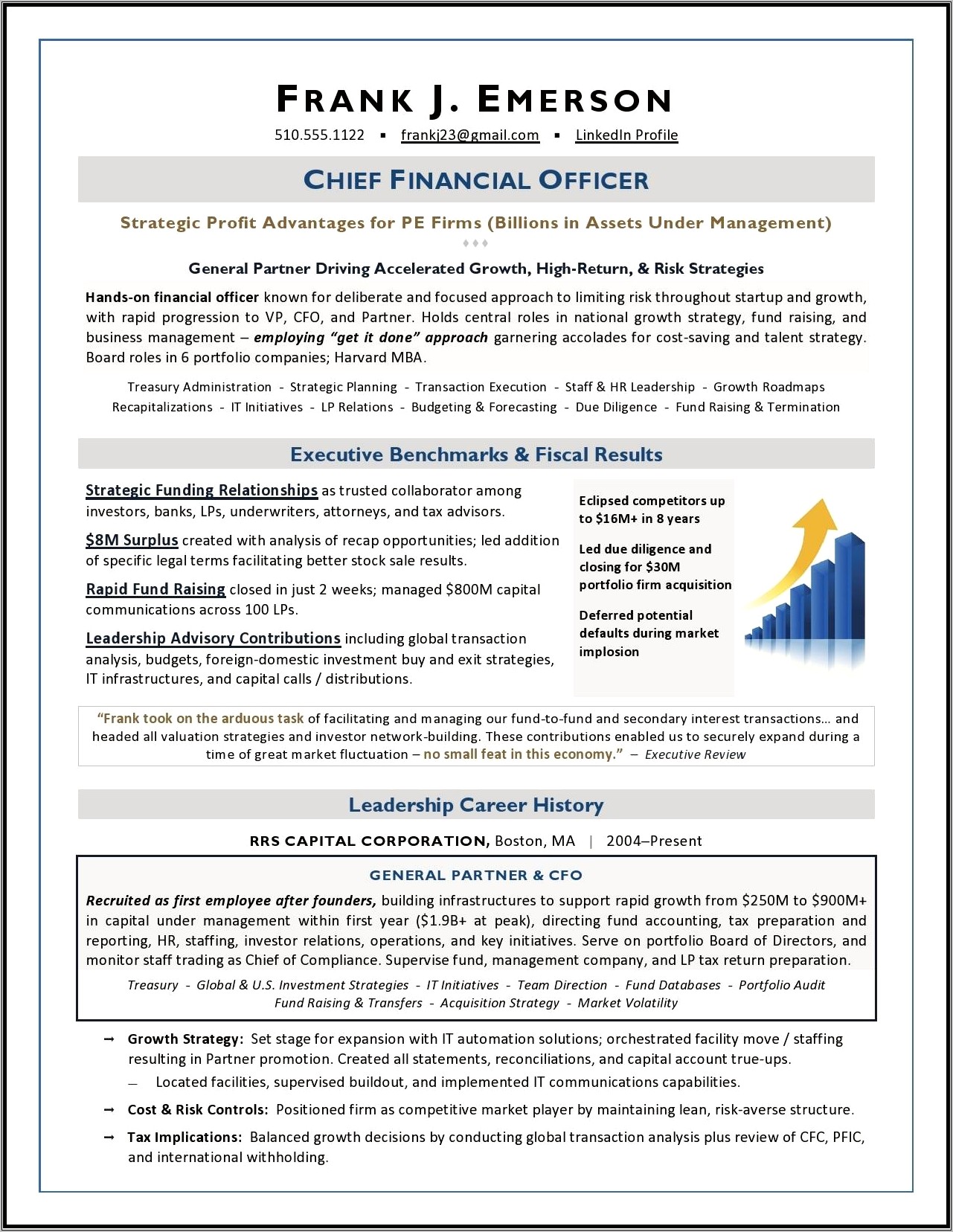 Sample Resume For Cfo Position