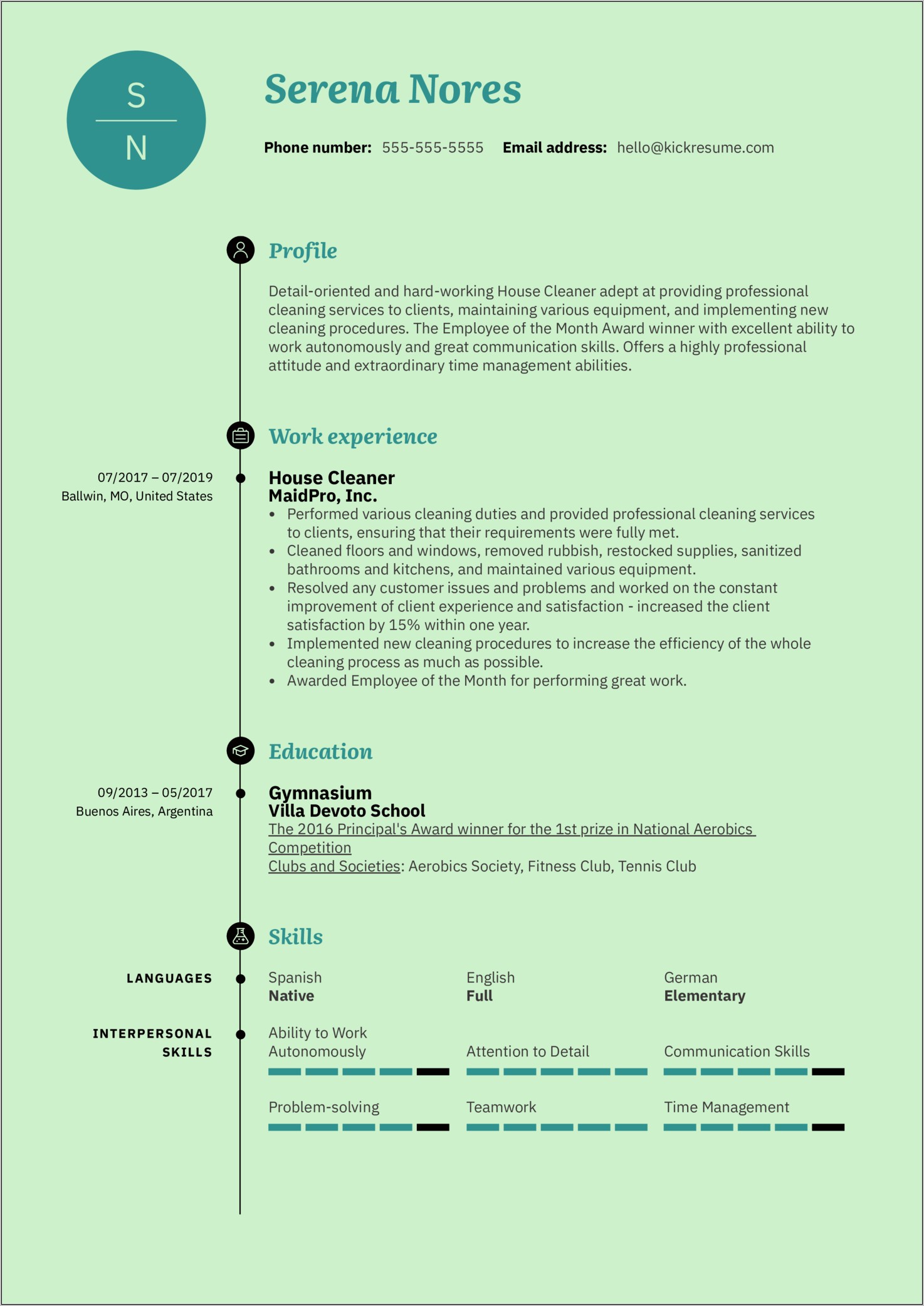 Sample Resume For Cleaning Job