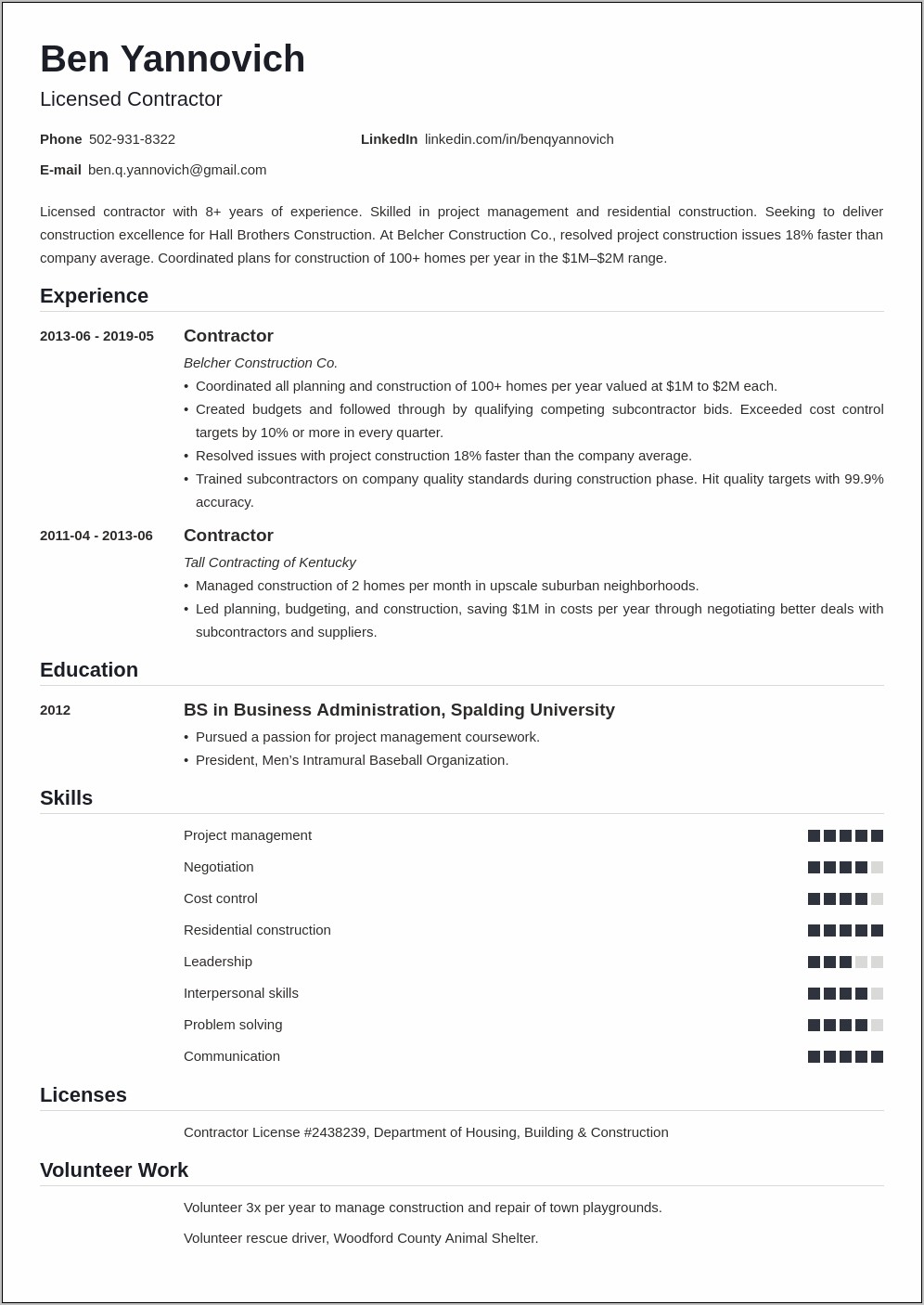 Sample Resume For Contract Administration