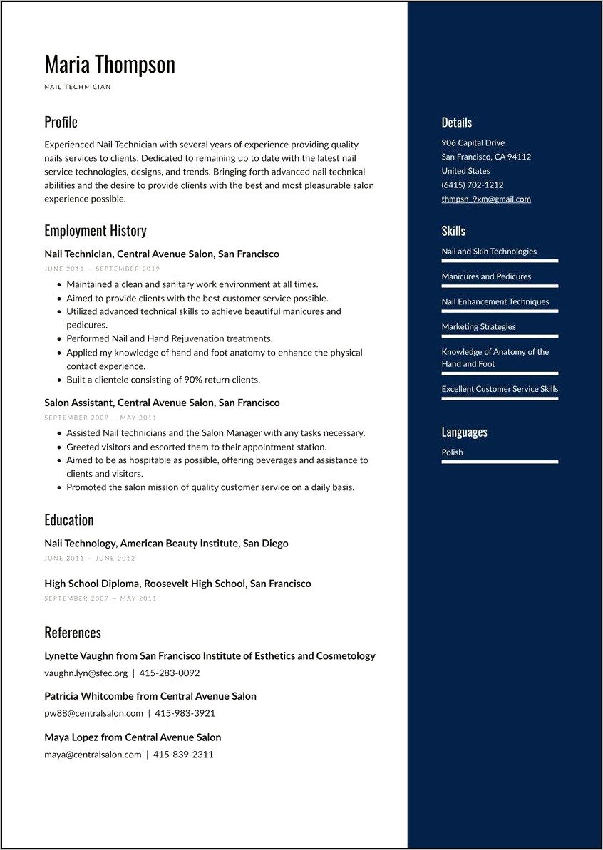 Sample Resume For Cosmetologist Graduate