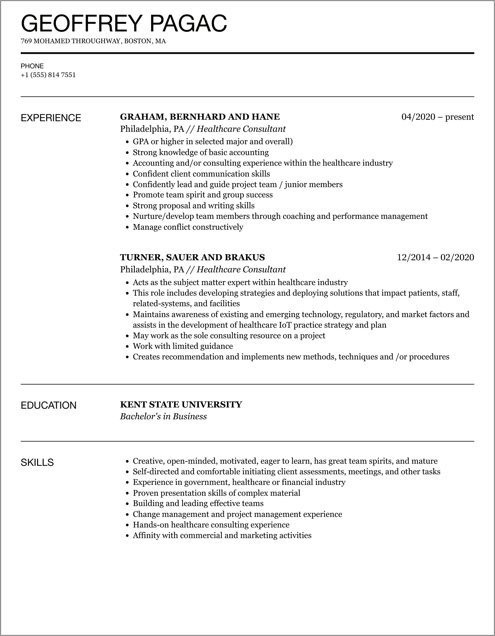 Sample Resume For Emr Consultant