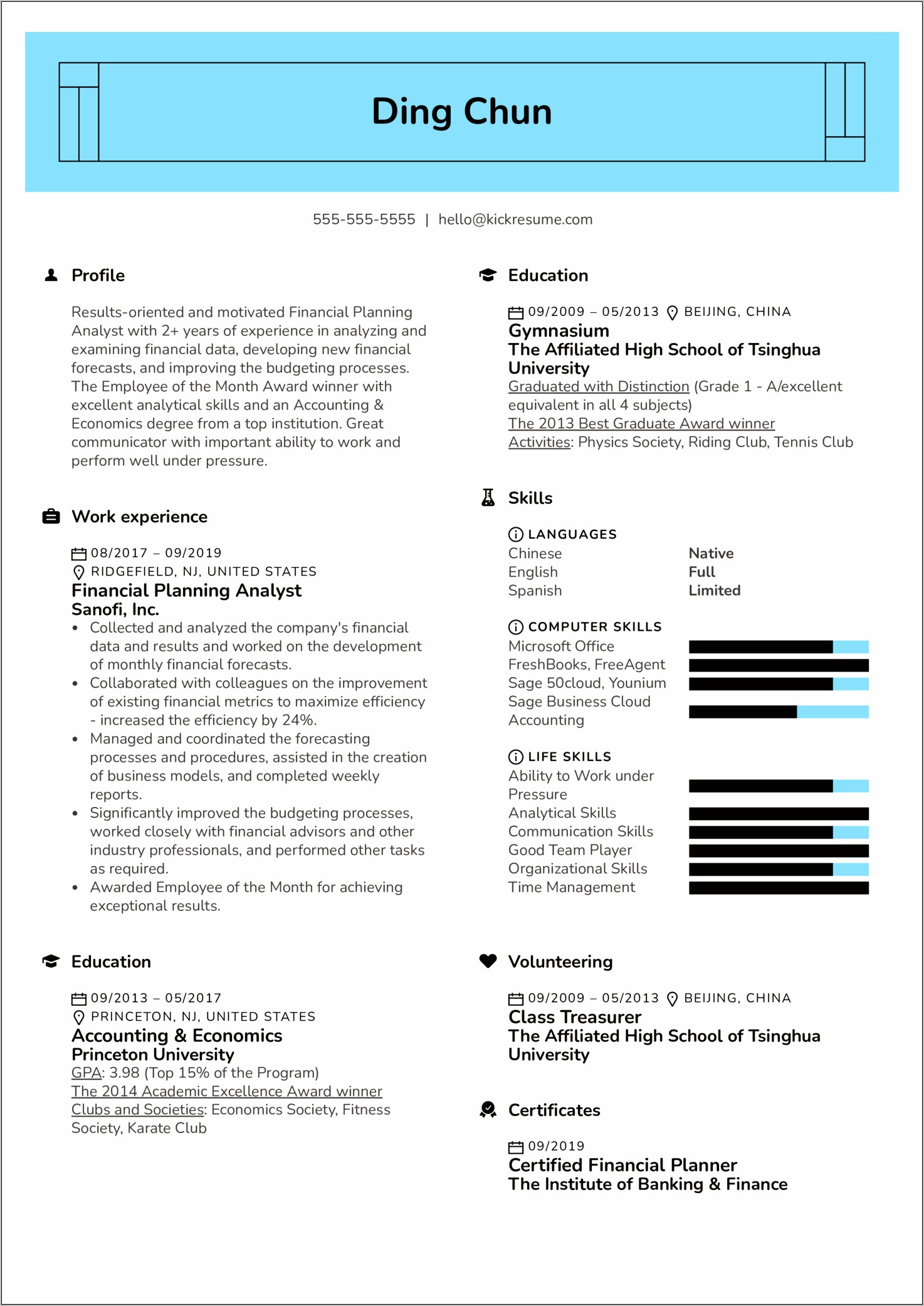 Sample Resume For Finance Consultant