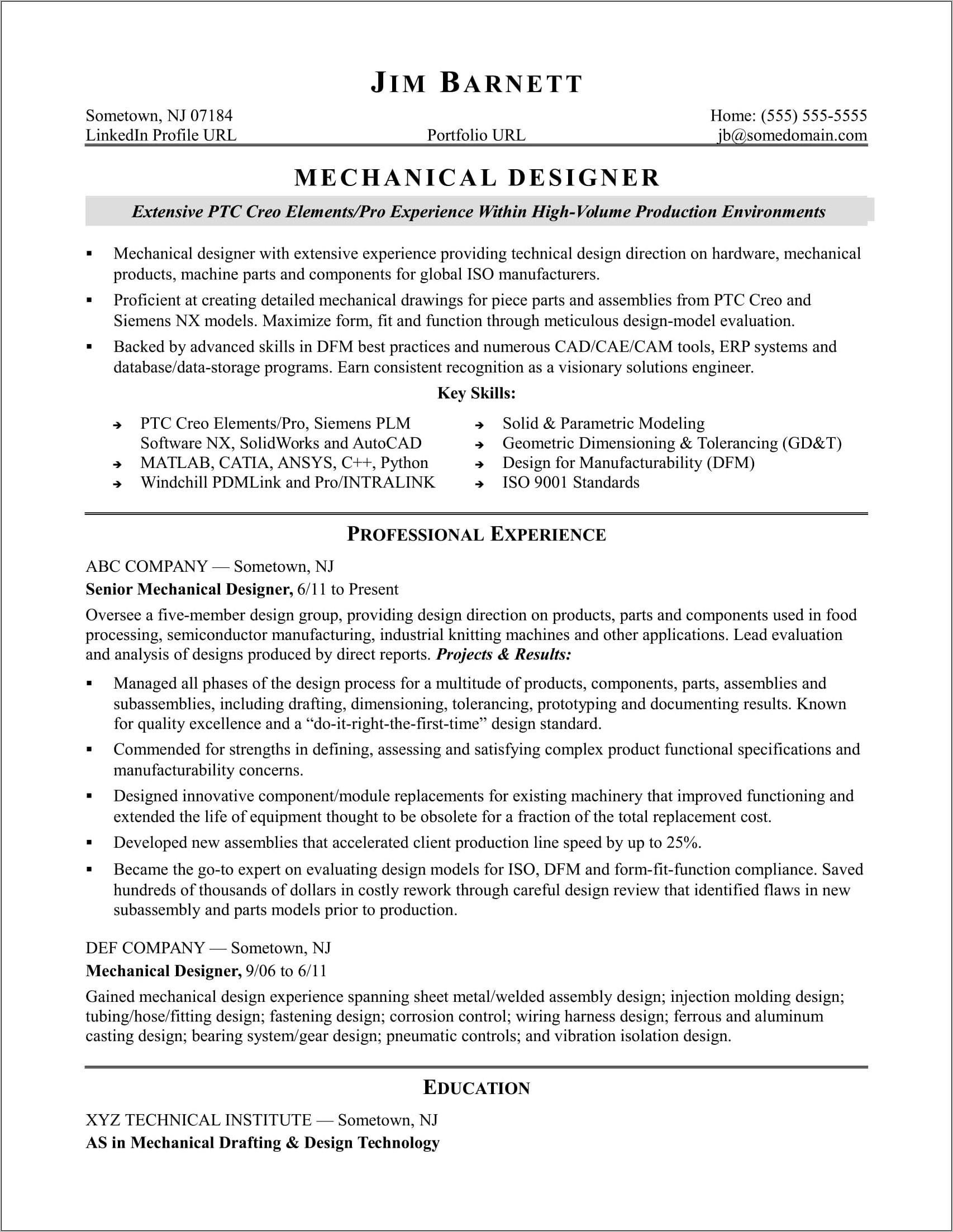 Sample Resume For Foundry Engineer