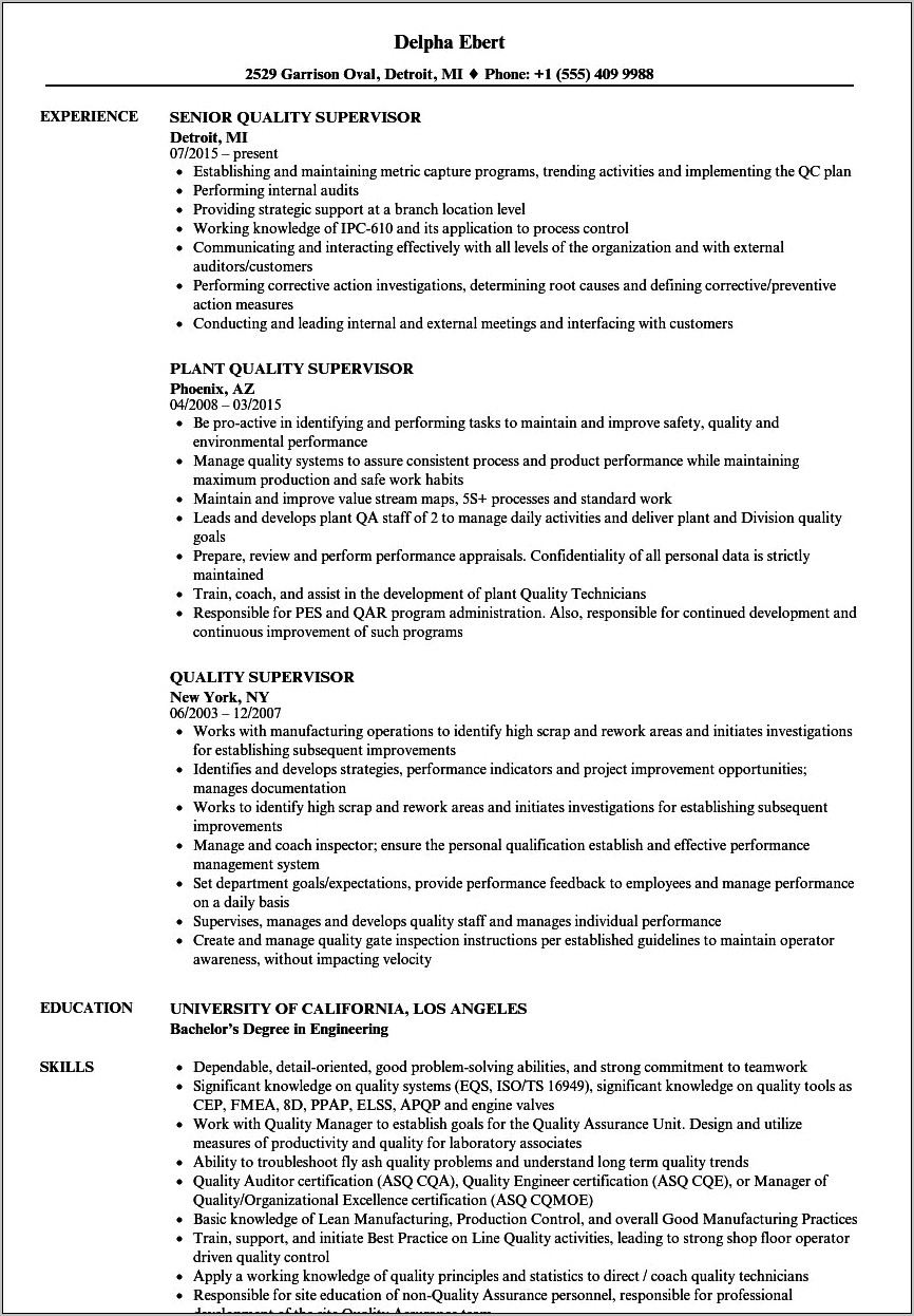 Sample Resume For Foundry Worker