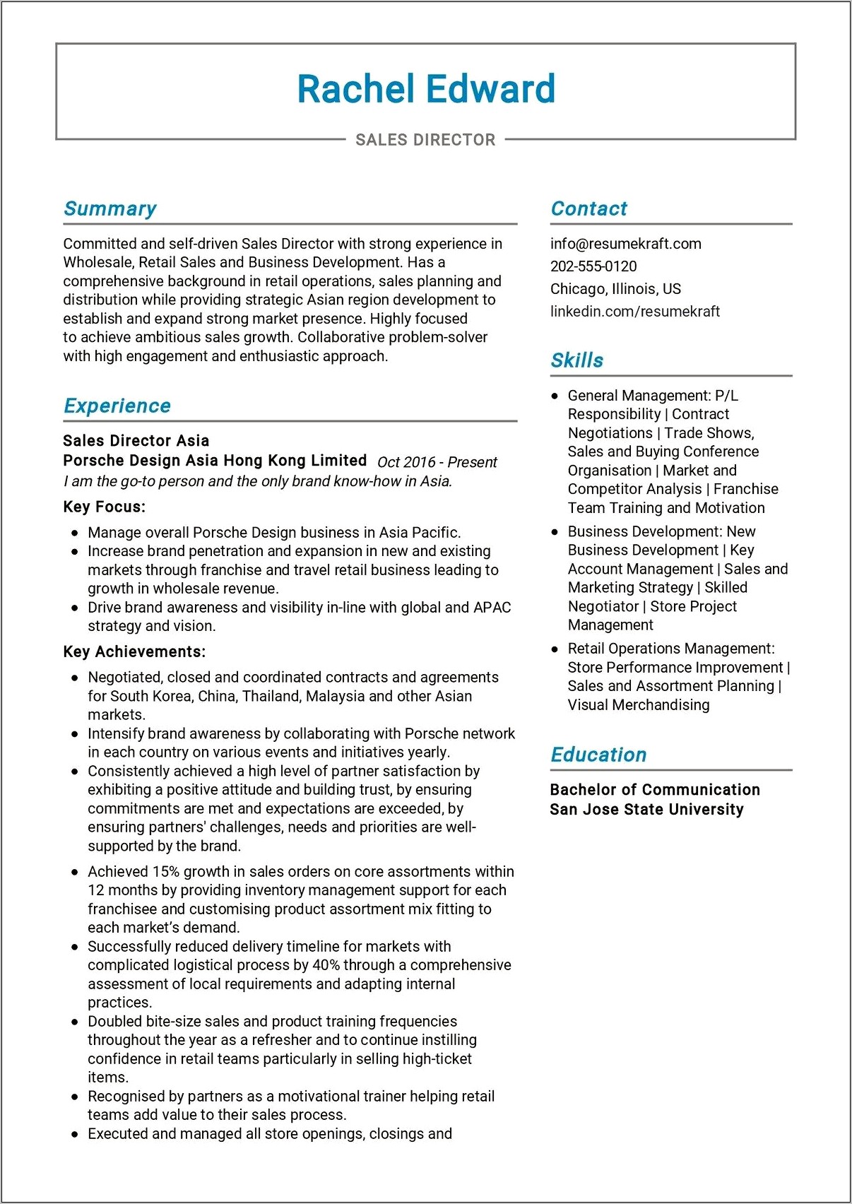 Sample Resume For Franchise Manager