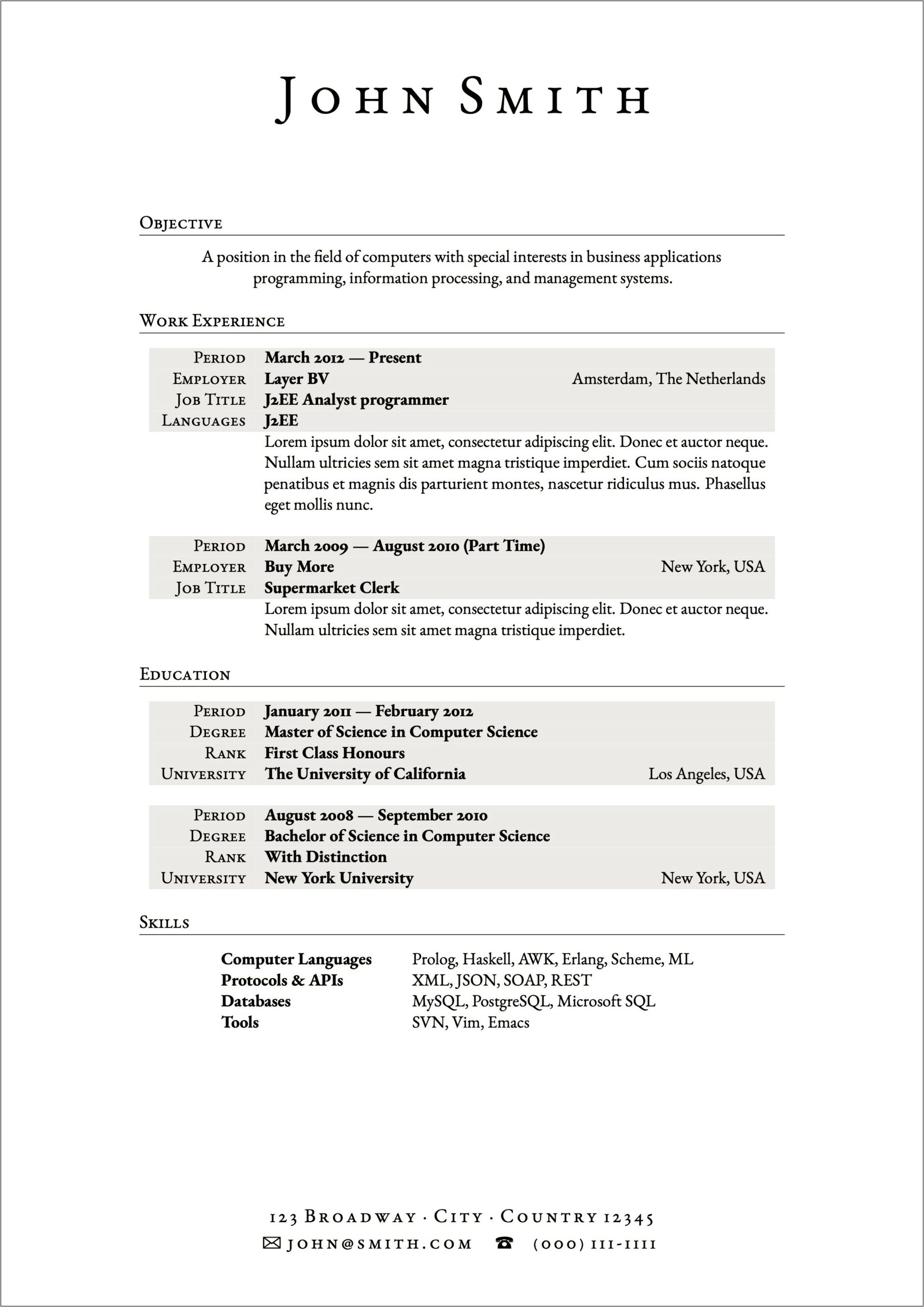 Sample Resume For Harvard Application