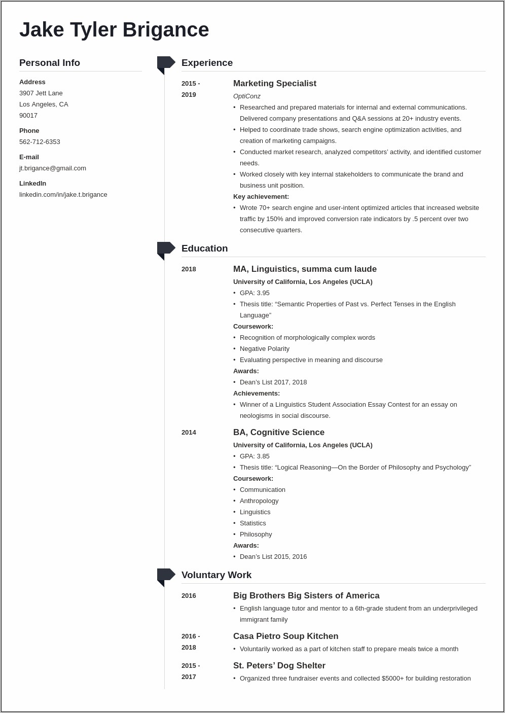 Sample Resume For Law Graduate