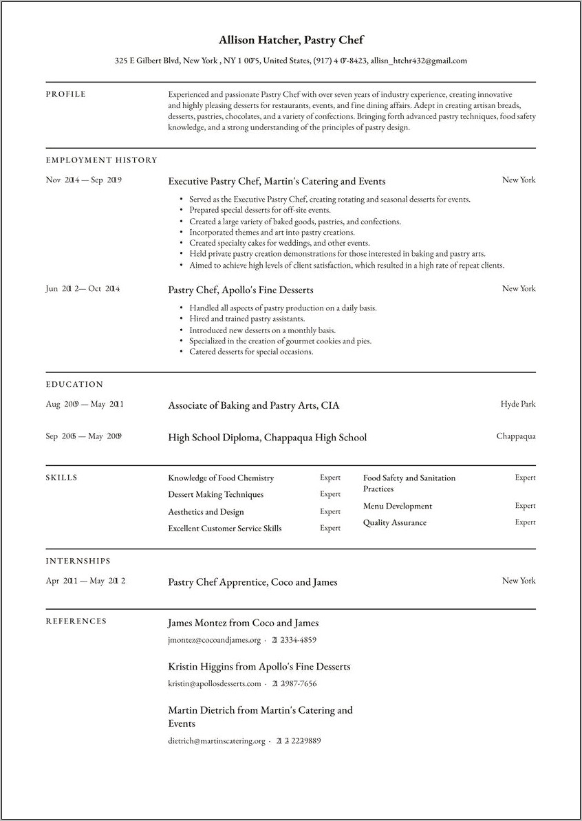 Sample Resume For Lead Cook