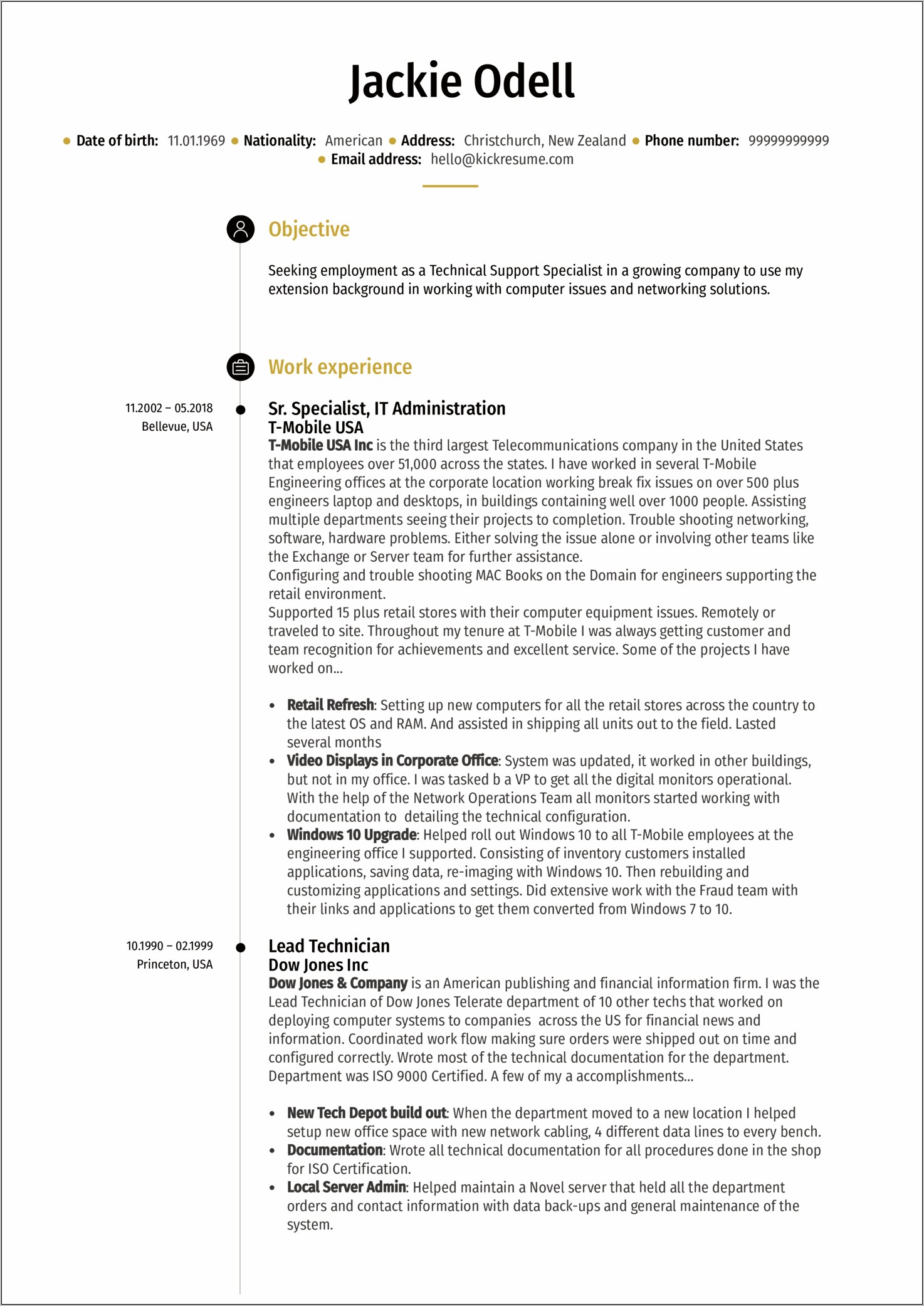 Sample Resume For Local Employment