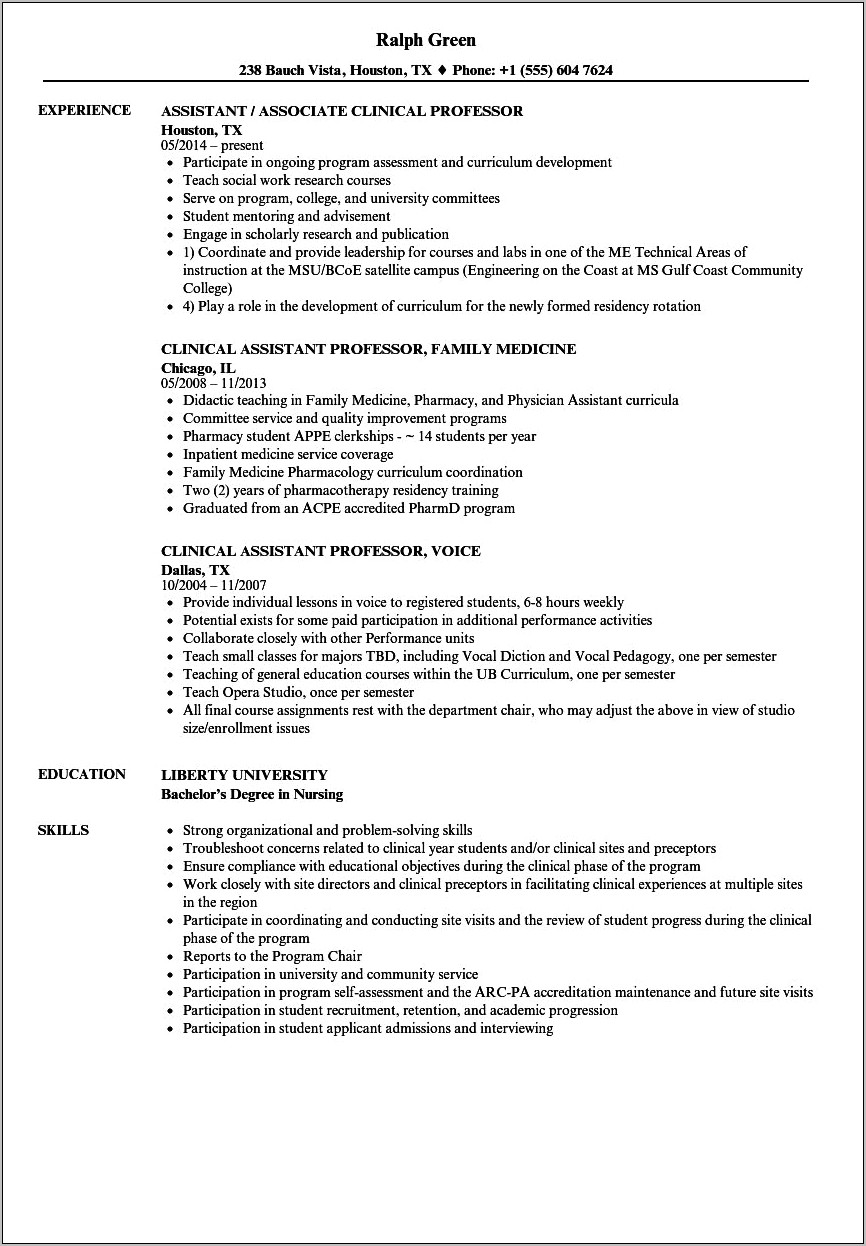 Sample Resume For Medical Teachers