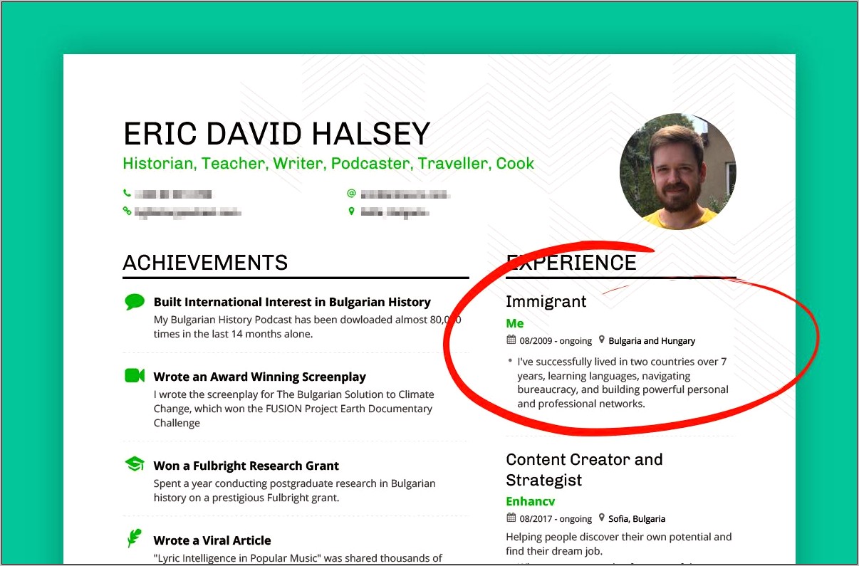 Sample Resume For New Immigrants