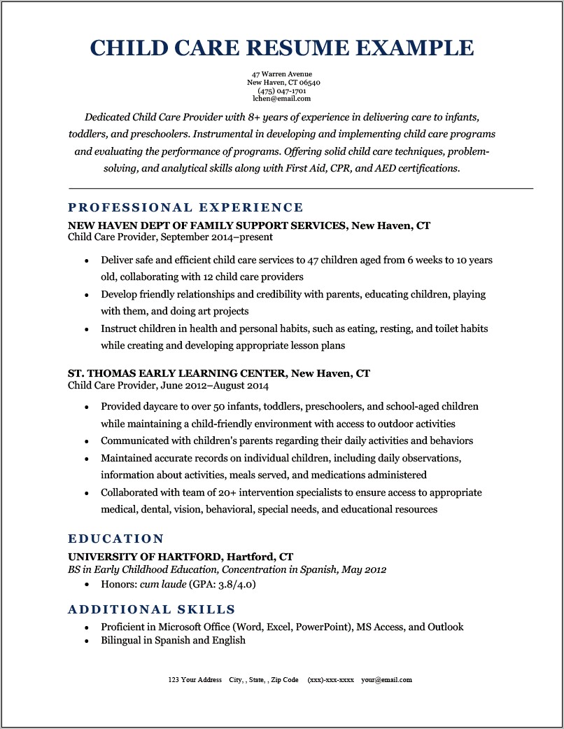 Sample Resume For Parent Aide