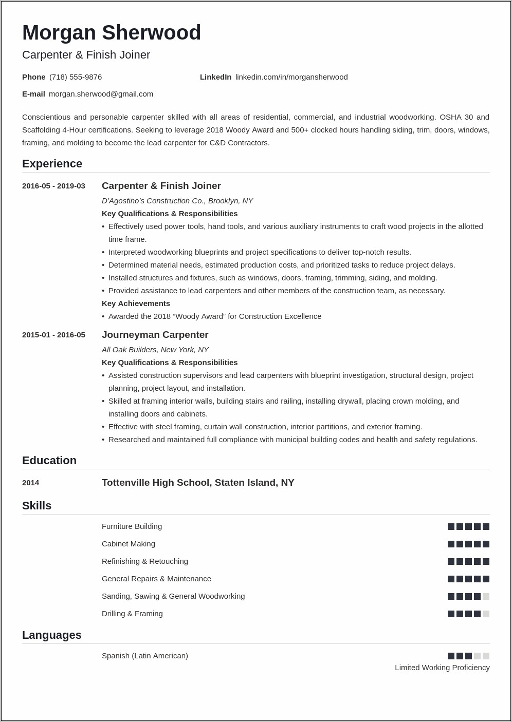 Sample Resume For Picture Framer