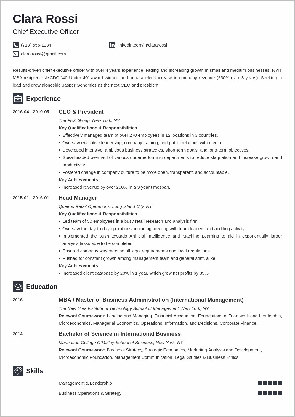 Sample Resume For Startup Founders