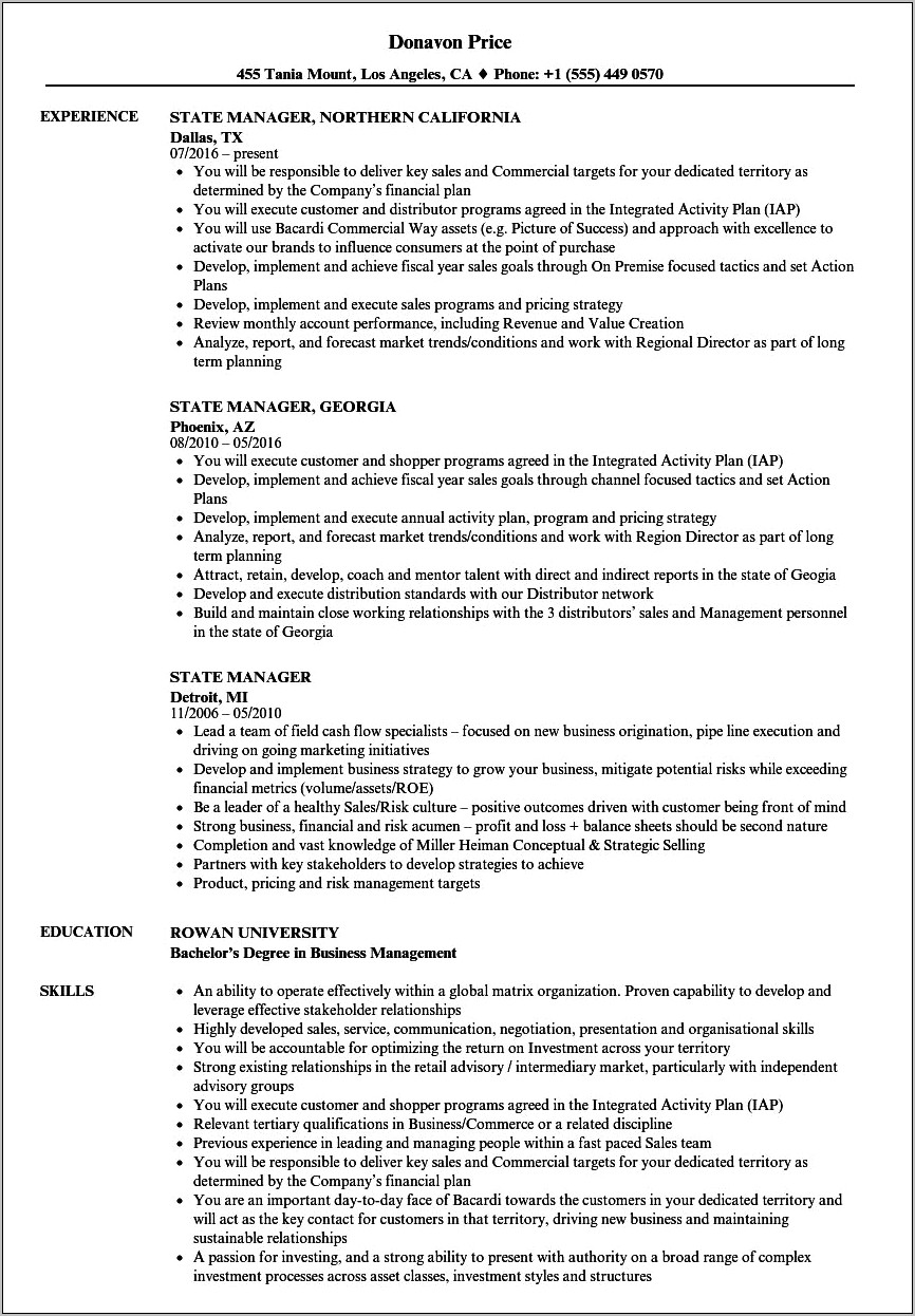 Sample Resume For State Job