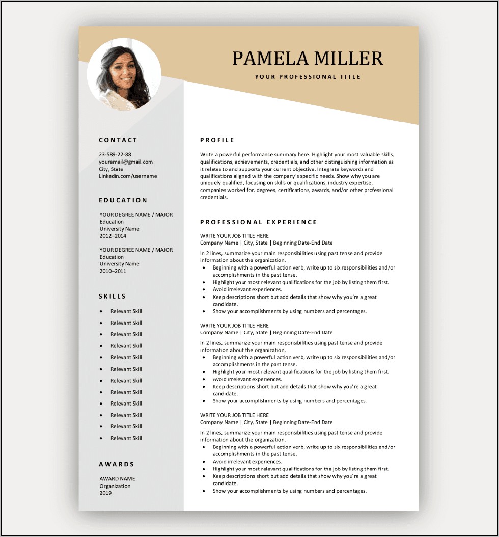 Sample Resume Format For Free