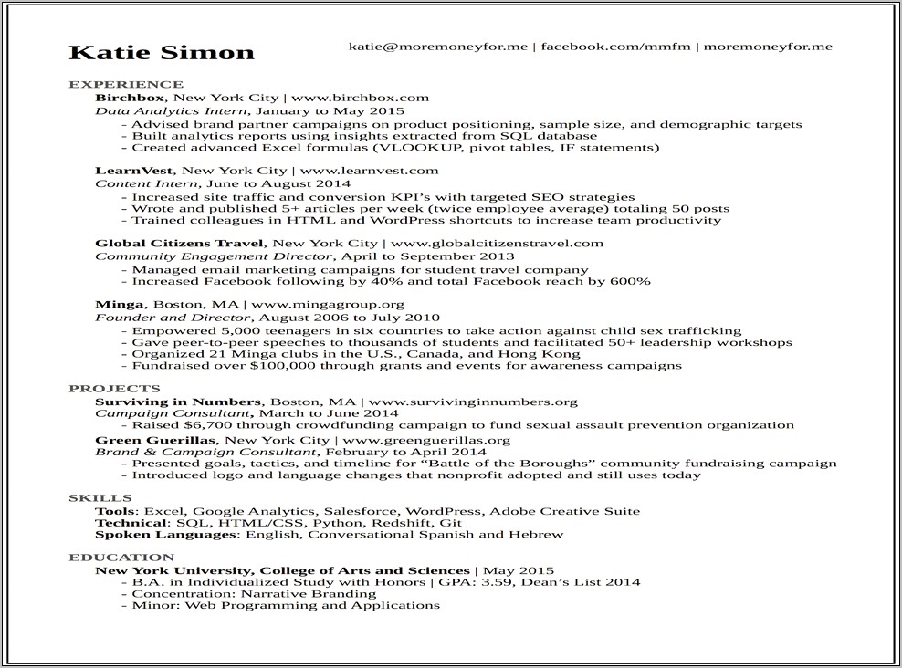 Sample Resume Listing Company Twice