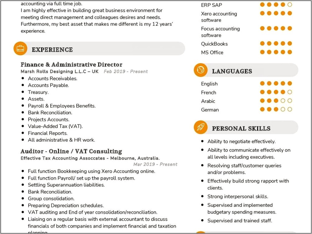 Sample Resume Management Accountant Australia