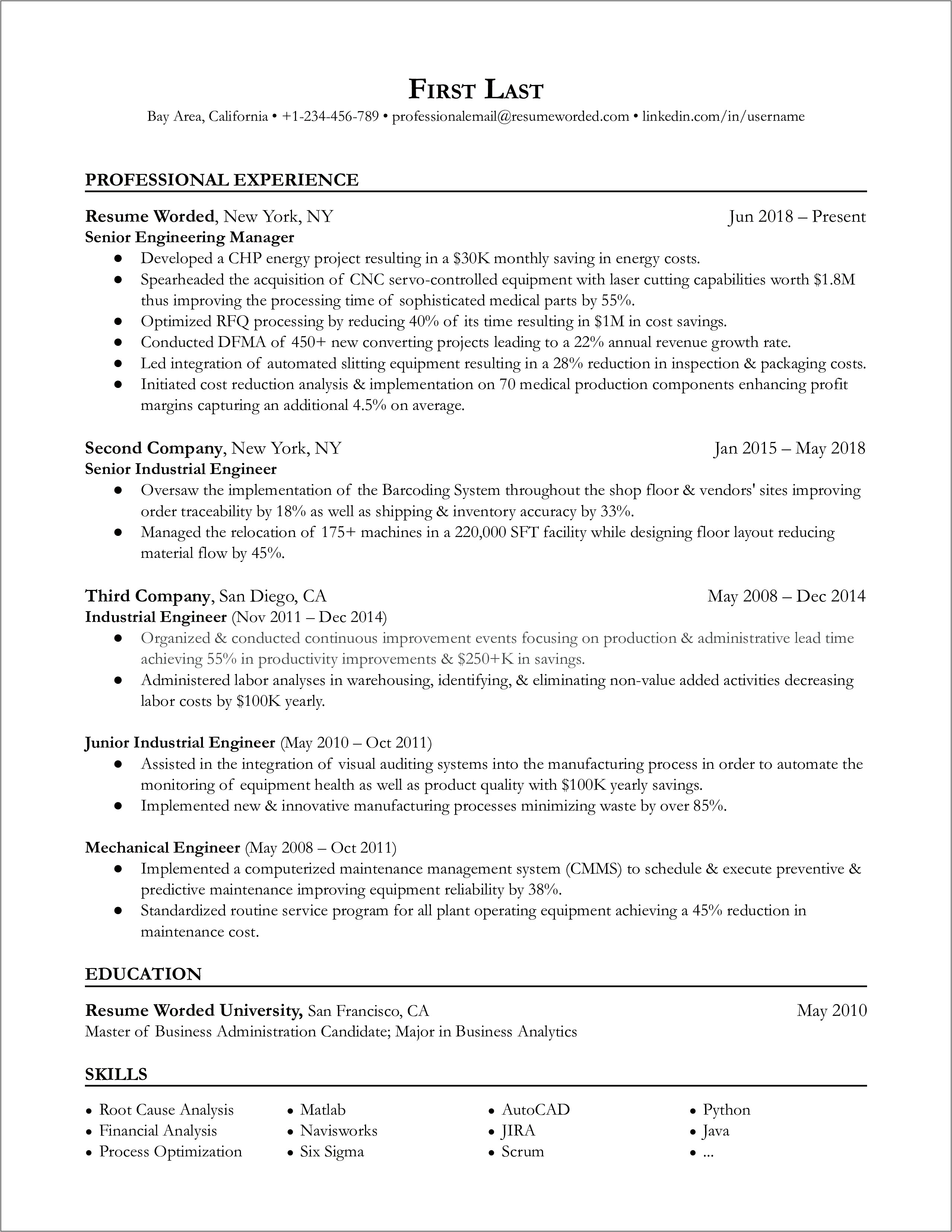 Sample Resume Manufacturing Billing Manager