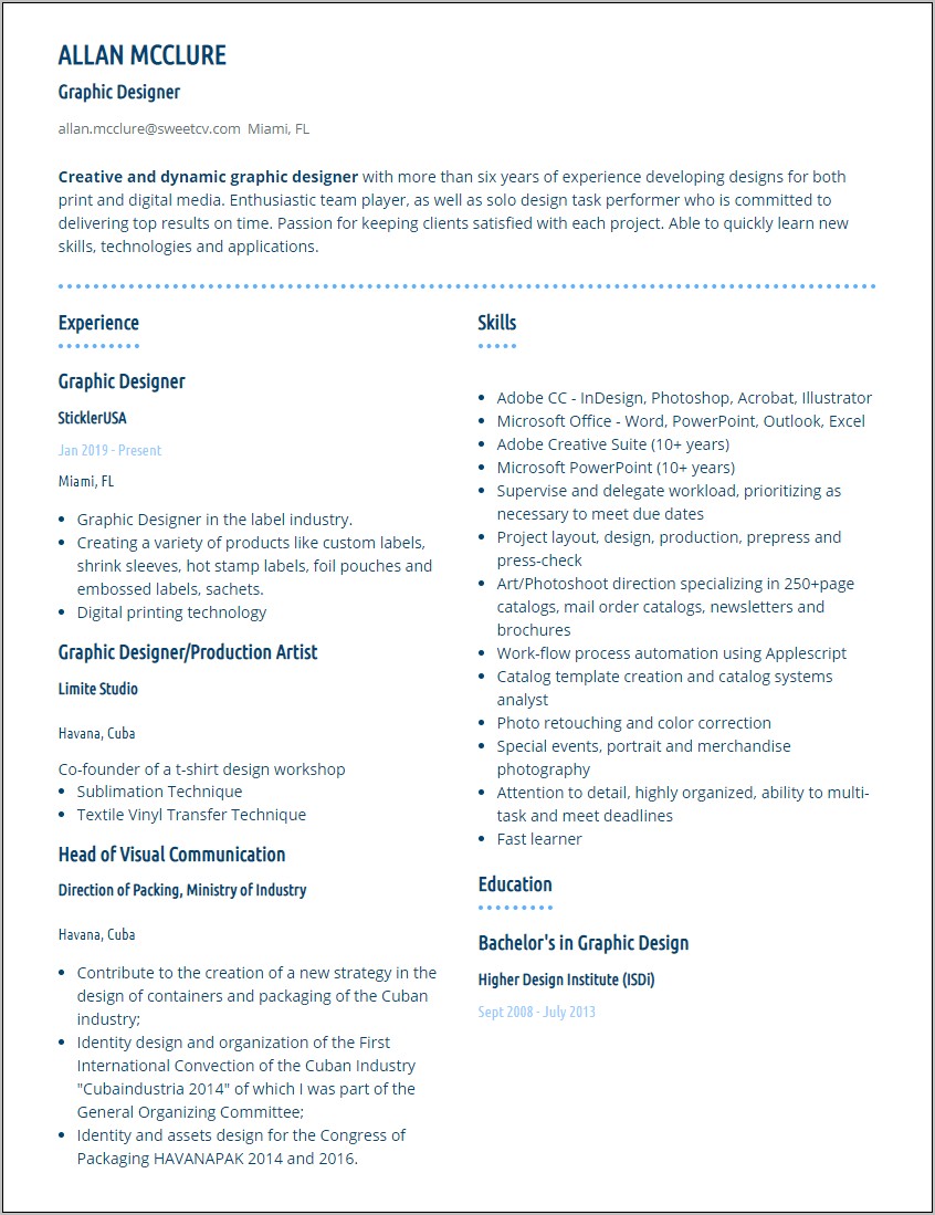 Sample Resume Objective Graphic Designer