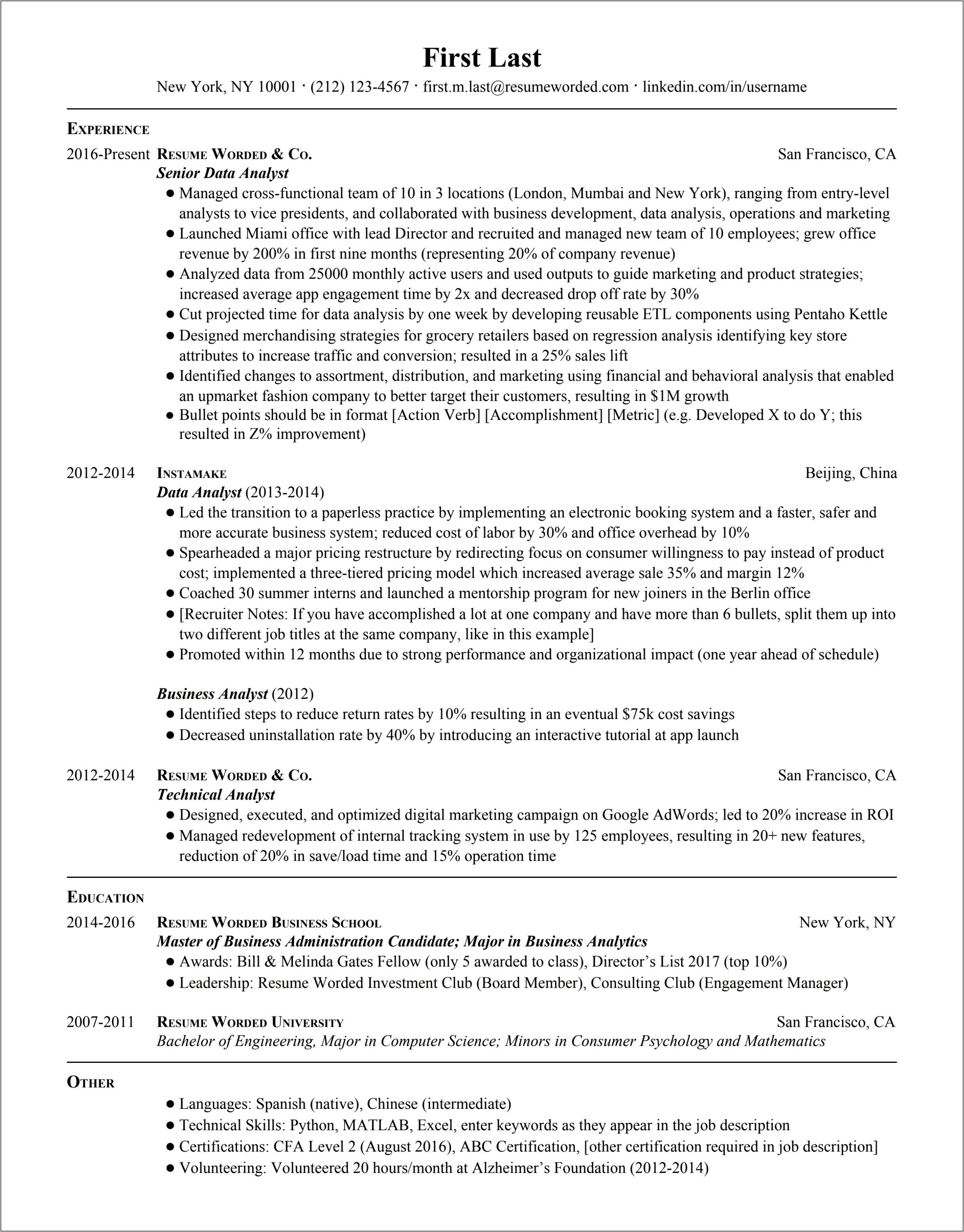 Sample Resume Of Analytics Director