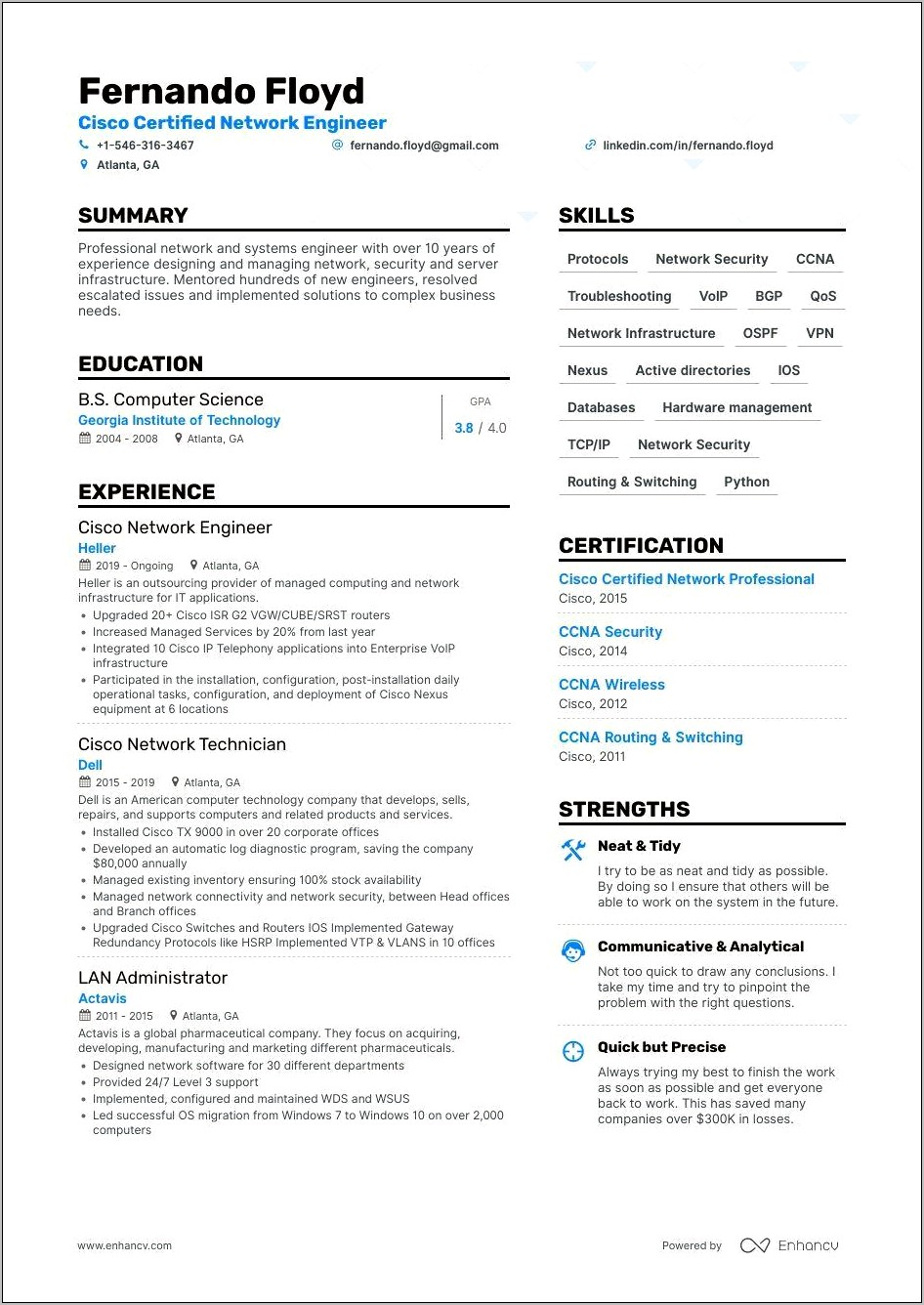 Sample Resume On Sd Wan