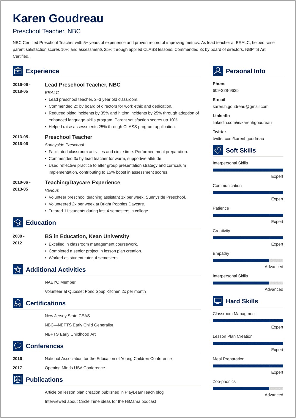 Sample Resume Preschool Brochure Samples