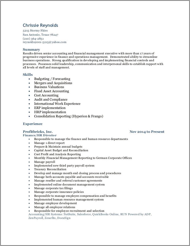 Sample Resume Reynolds And Reynolds