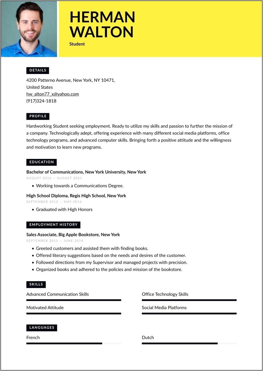 Sample Resume Summary For Students