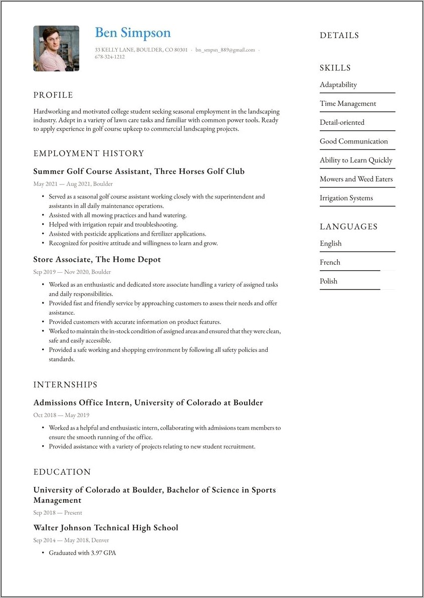 Sample Resume Summer Camp Counselor