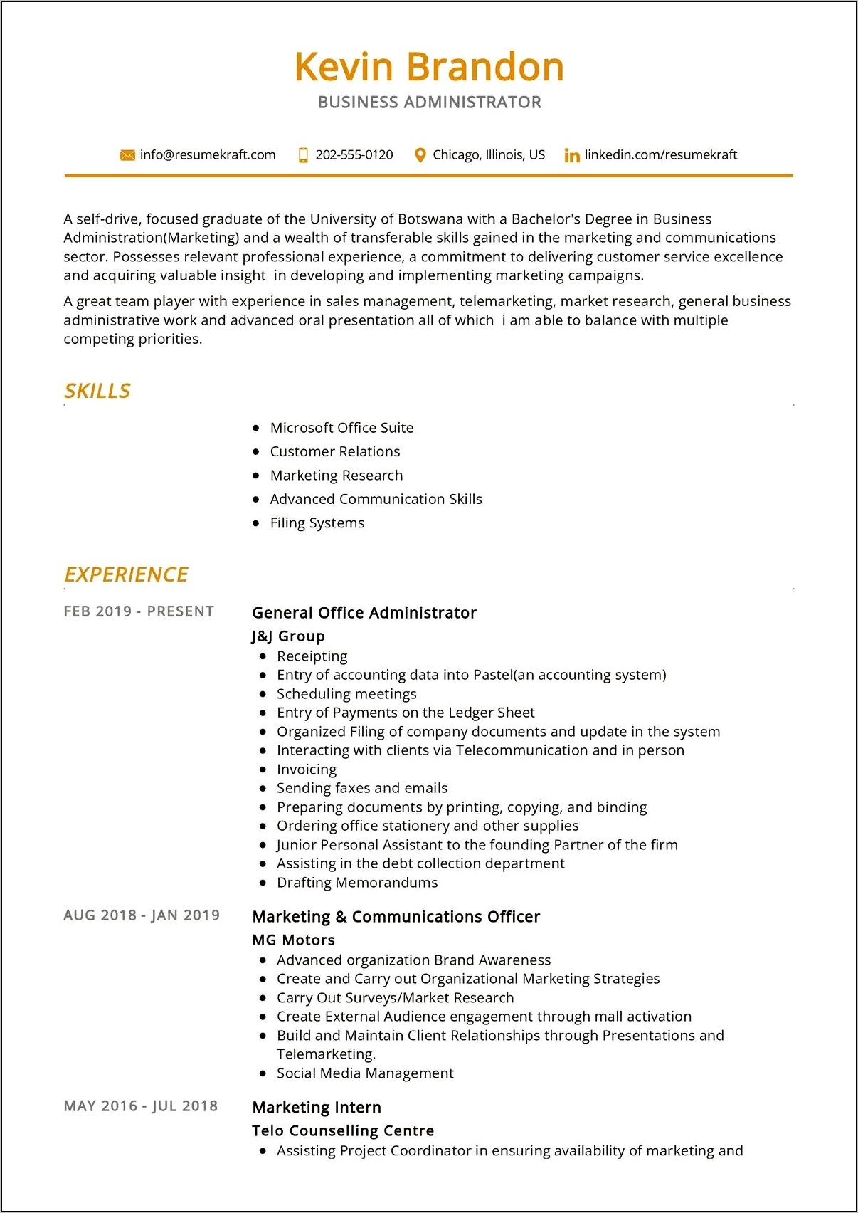 Sample Resume Telemarketing Customer Service