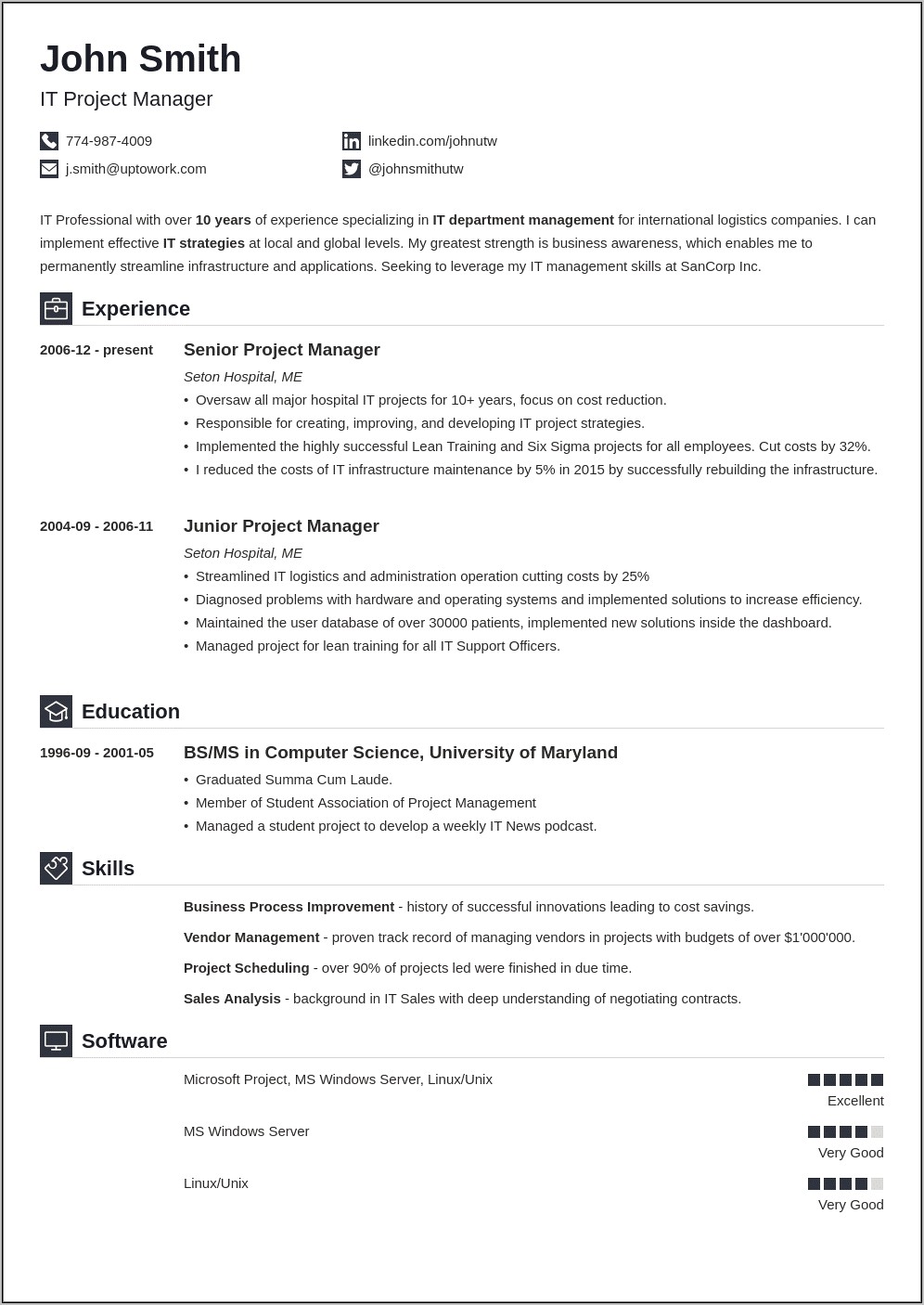 Sample Resume Templates In Word