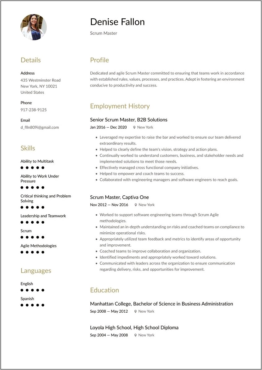 Sample Resume With Agile Experience