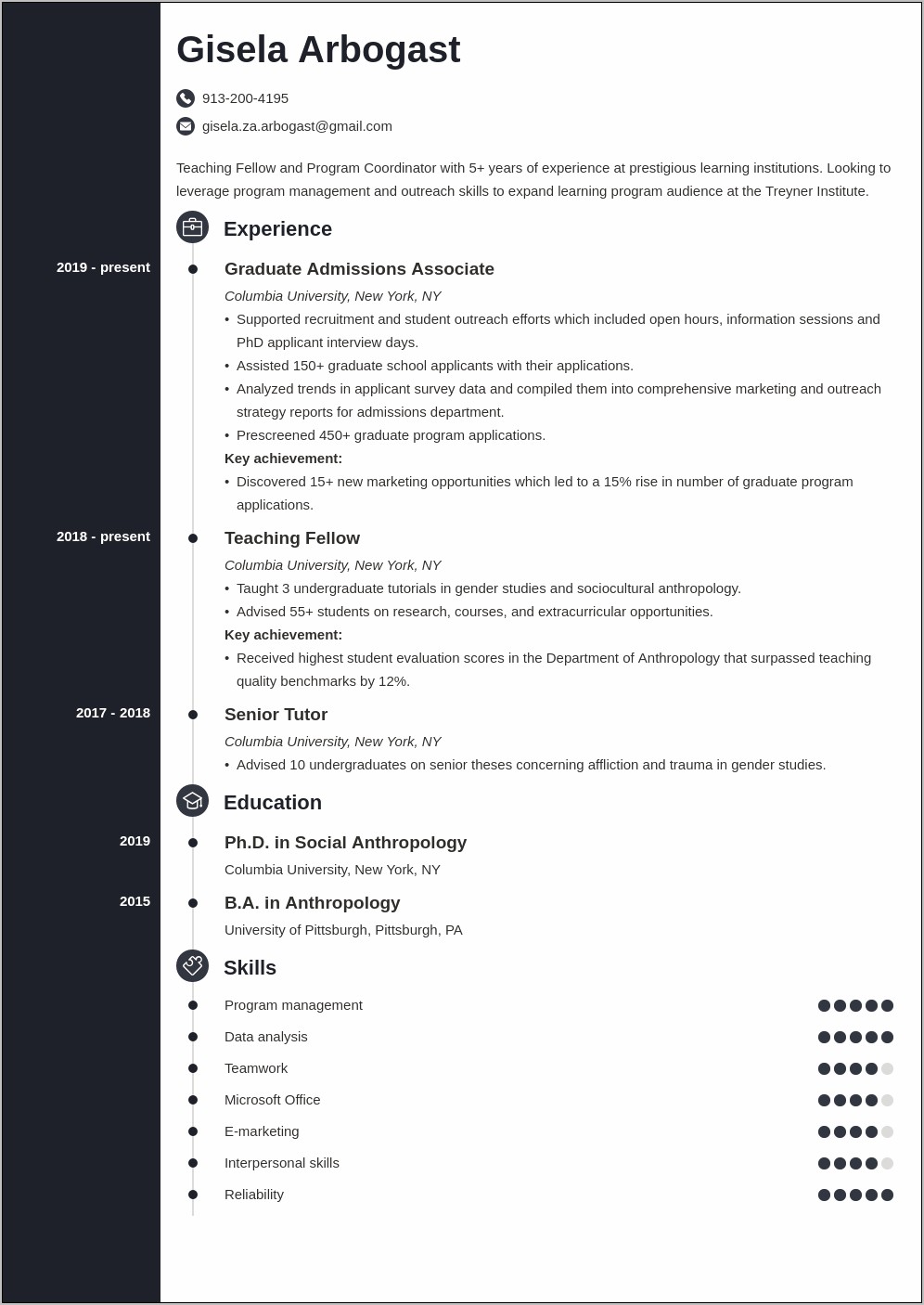 Sample Resume With Doctorate Degree